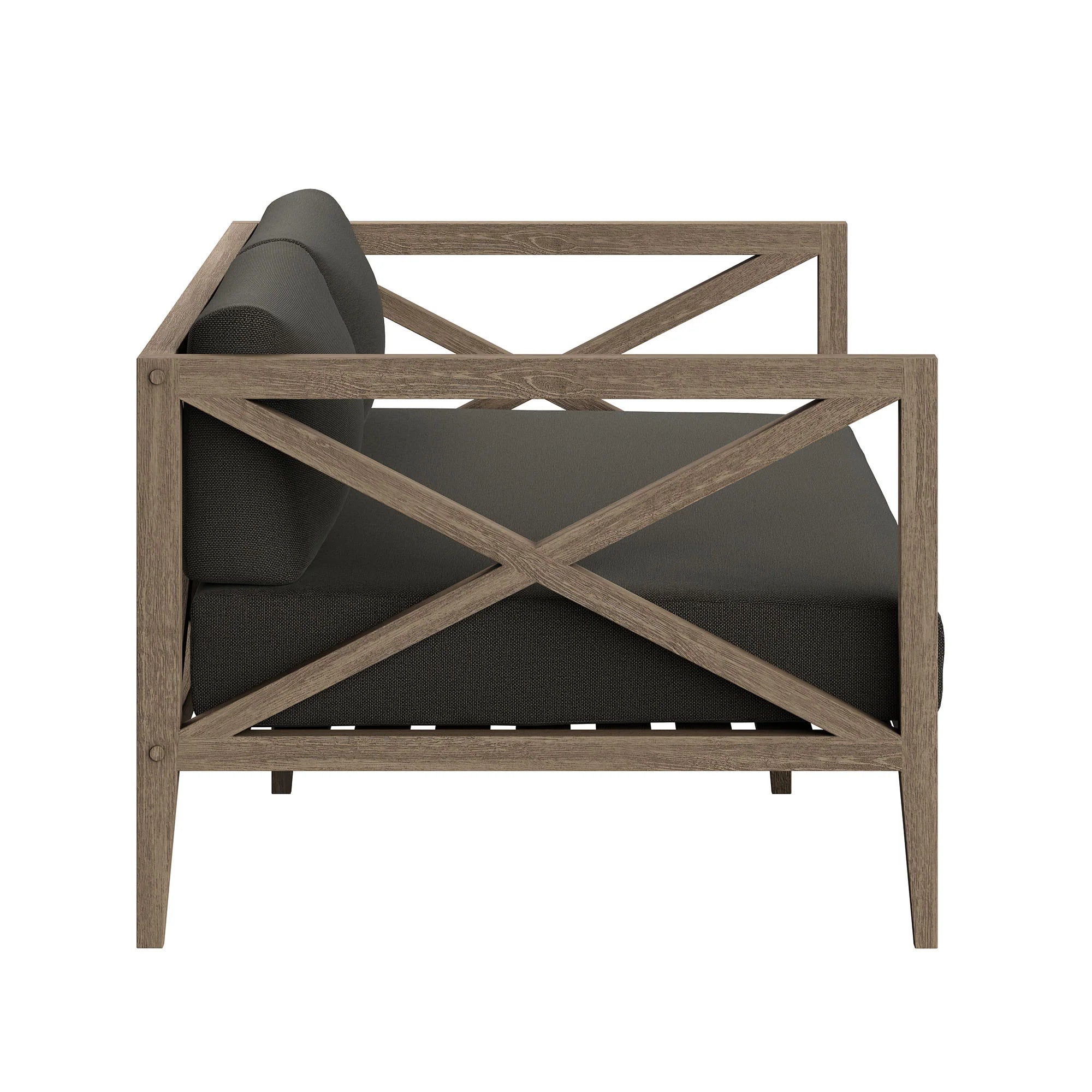 Northlake Outdoor Patio Teak Loveseat in Weathered Gray White