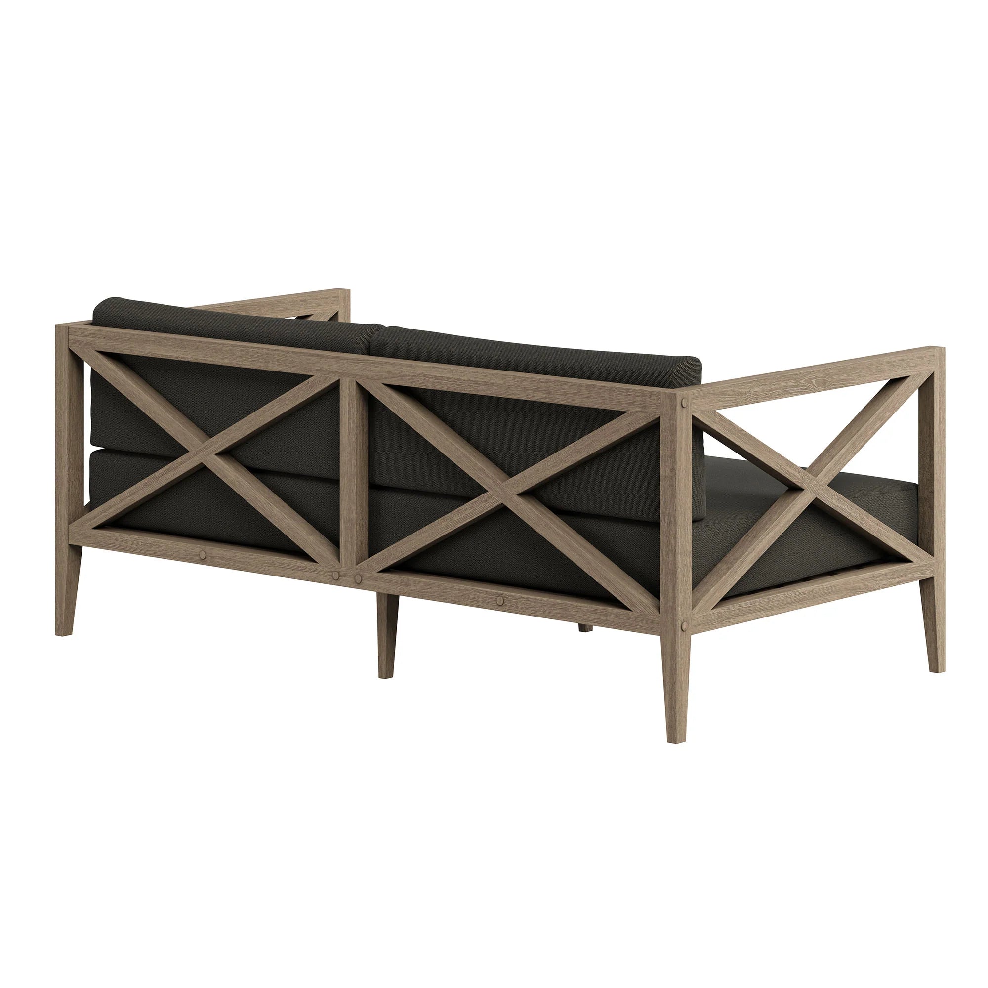 Northlake Outdoor Patio Teak Loveseat in Weathered Gray White
