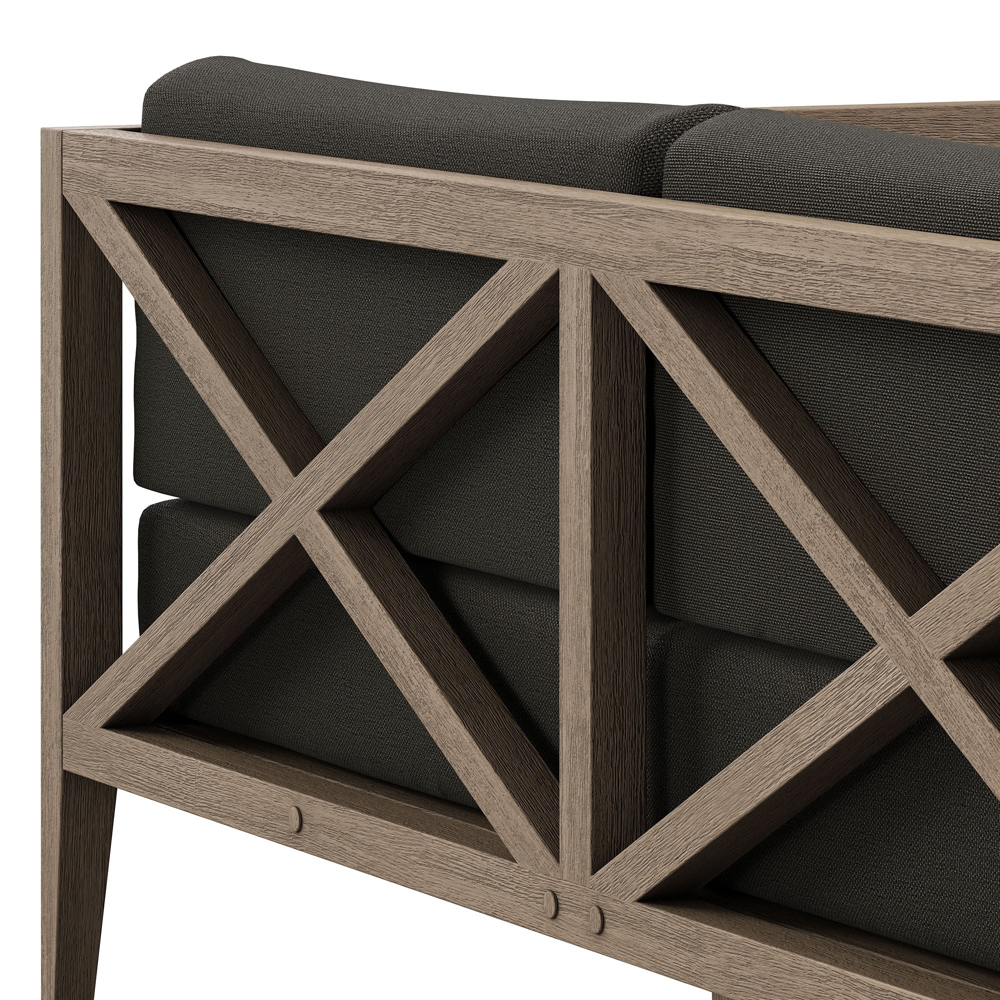 Northlake Outdoor Patio Teak Loveseat in Weathered Gray White