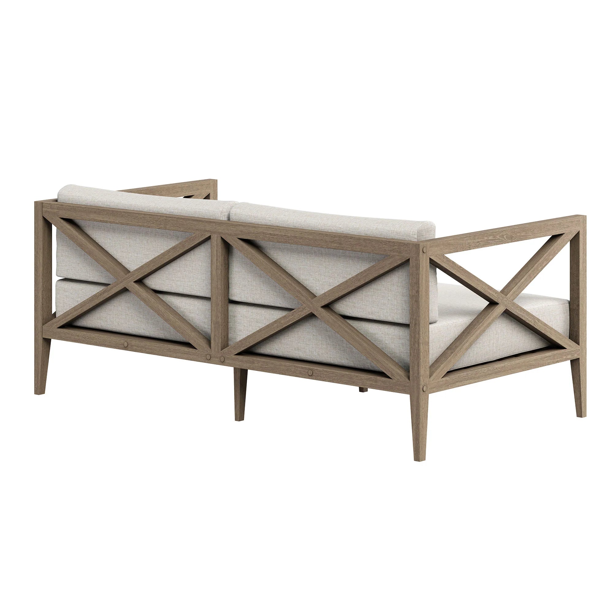 Northlake Outdoor Patio Teak Loveseat in Weathered Gray White