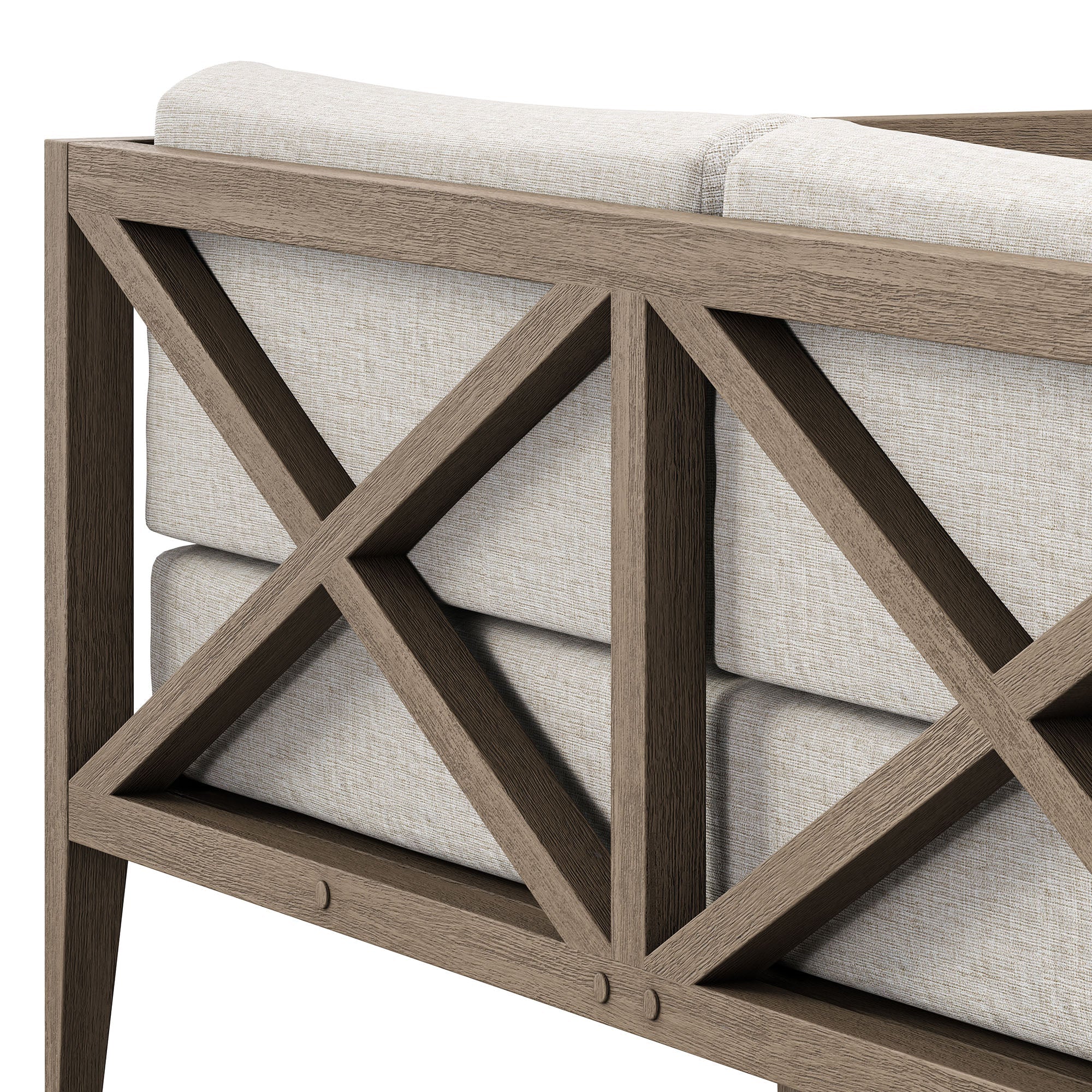 Northlake Outdoor Patio Teak Loveseat in Weathered Gray White