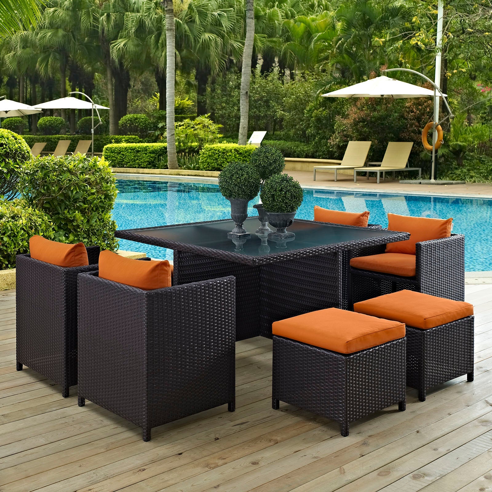 Inverse 9 Piece Outdoor Patio Dining Set