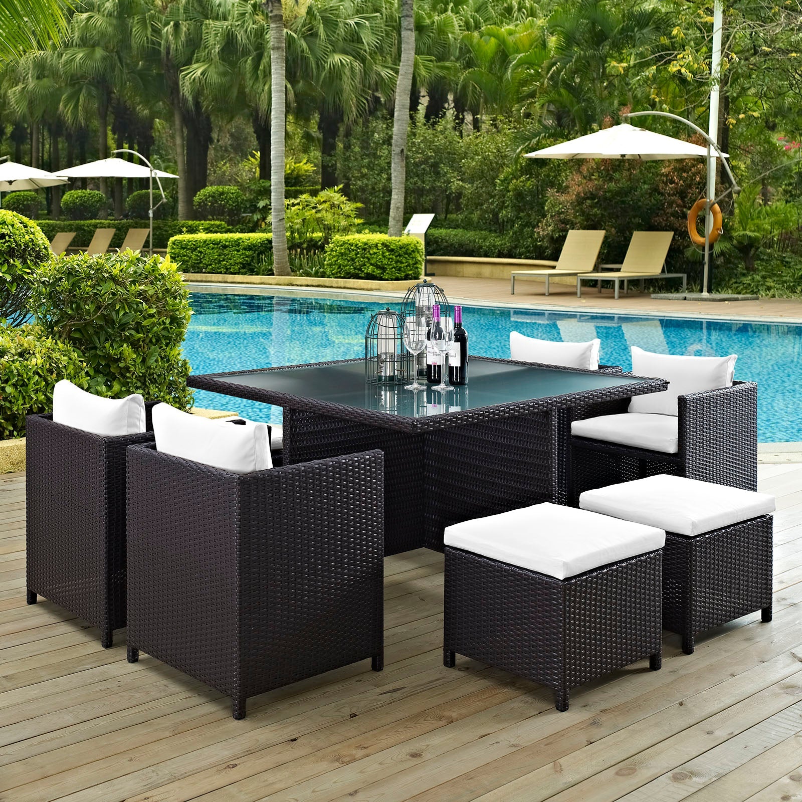 Inverse 9 Piece Outdoor Patio Dining Set