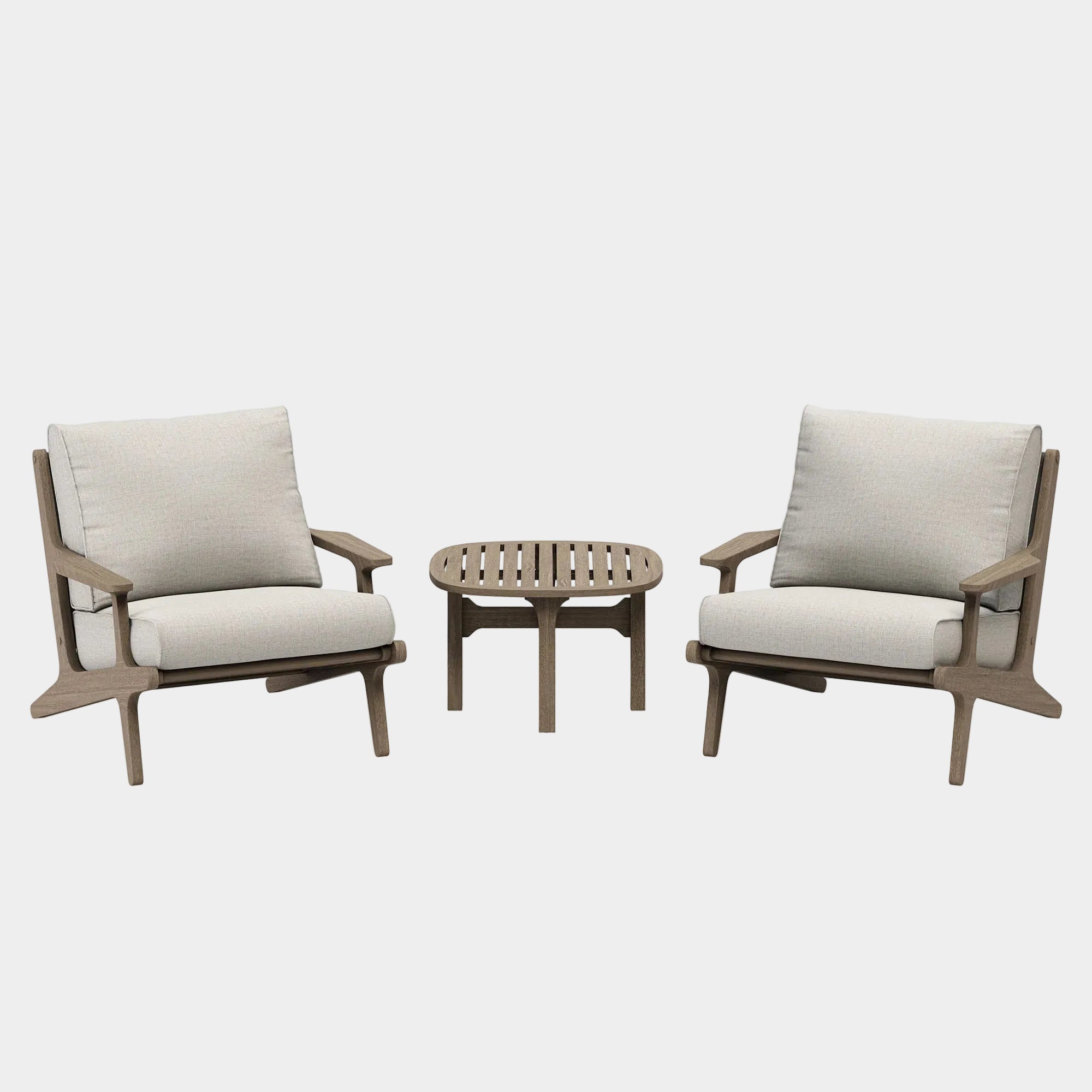 Saratoga 3-Piece Outdoor Teak Wood Furniture Set with Lounge Chairs and Side Table