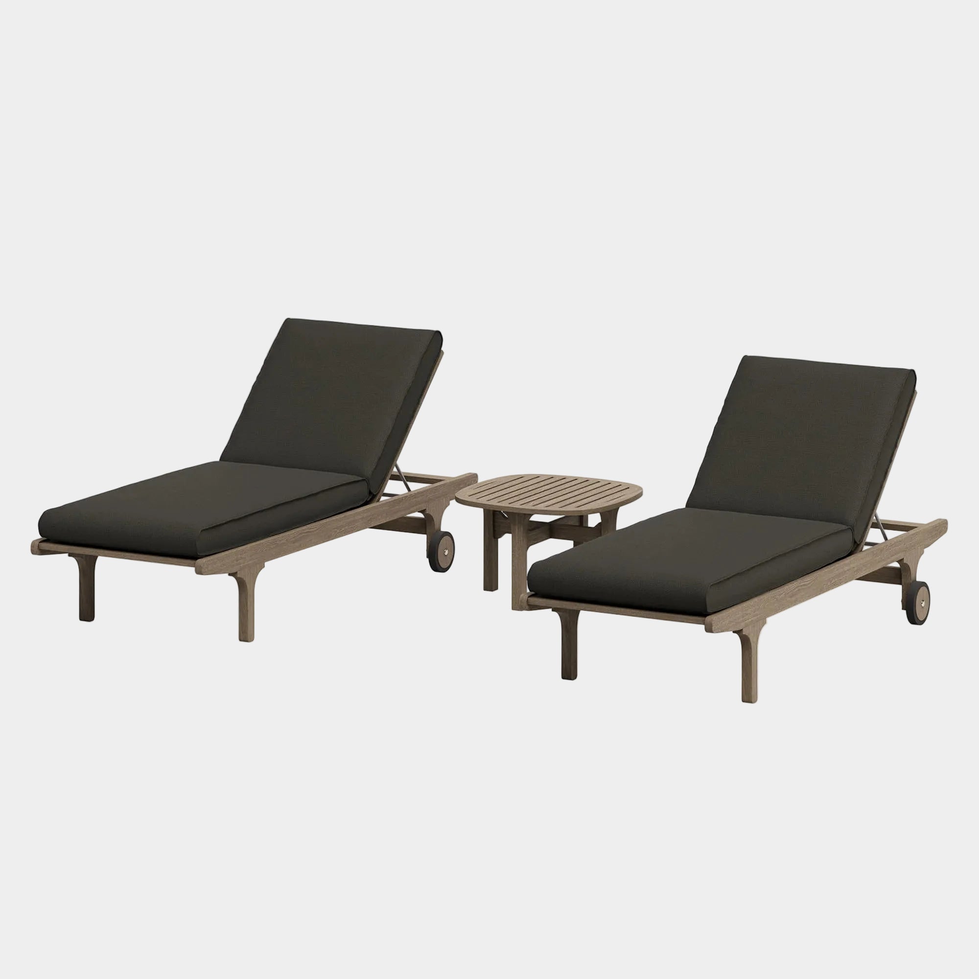 Saratoga Outdoor Teak Wood 3-Piece Chaise Lounge