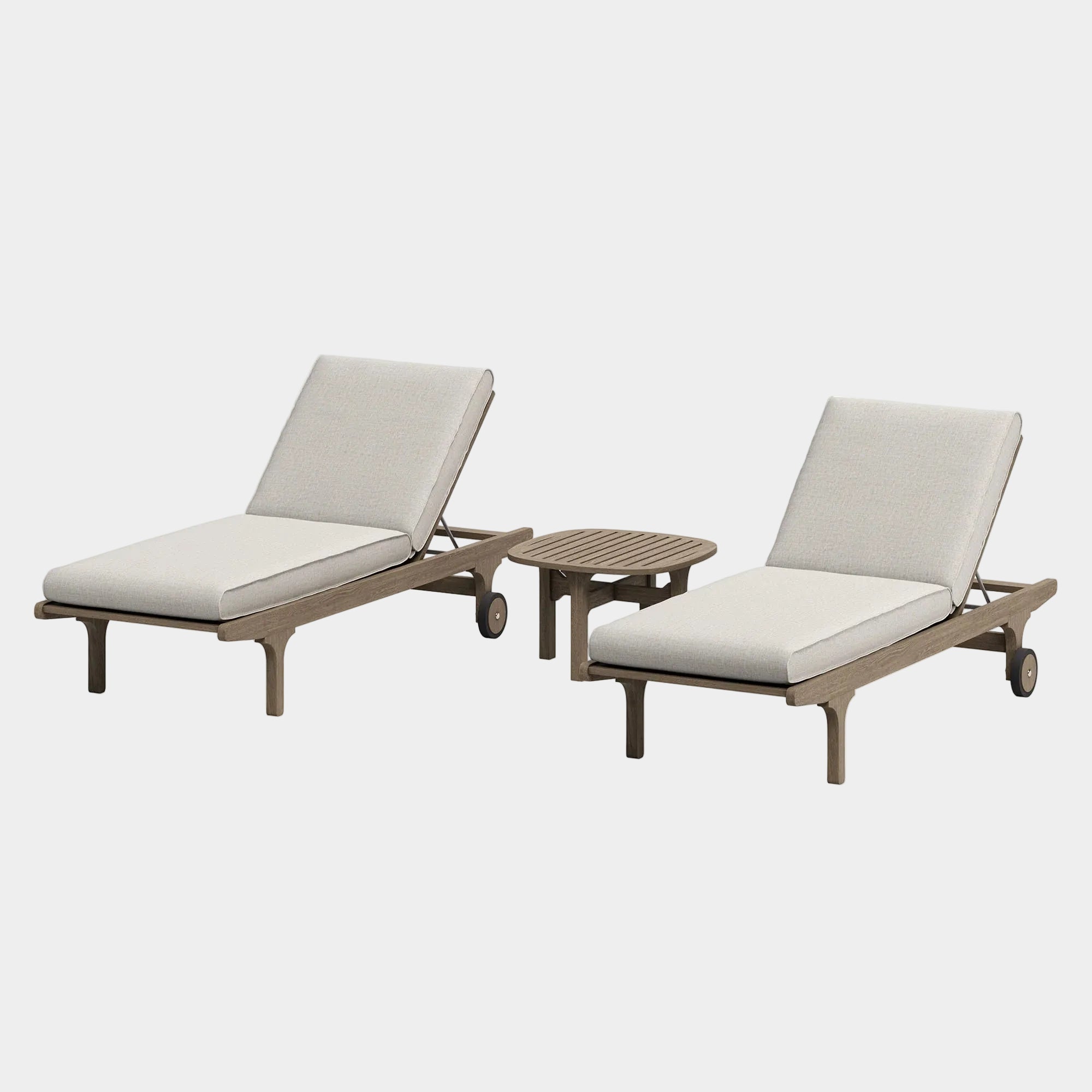 Saratoga Outdoor Teak Wood 3-Piece Chaise Lounge