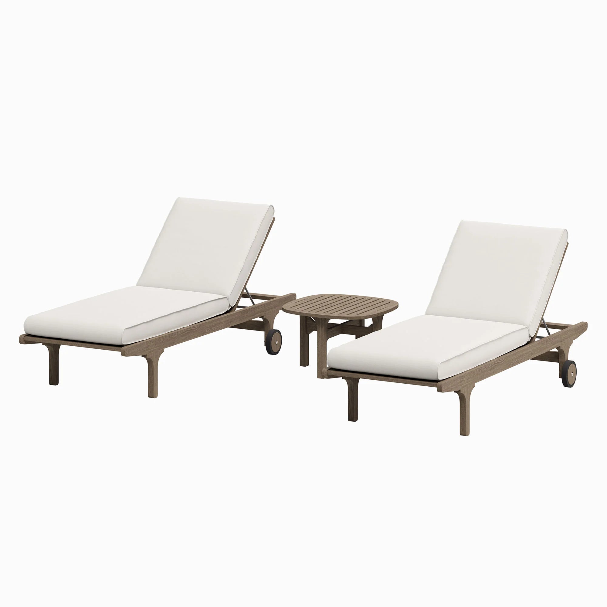 Saratoga Outdoor Teak Wood 3-Piece Chaise Lounge