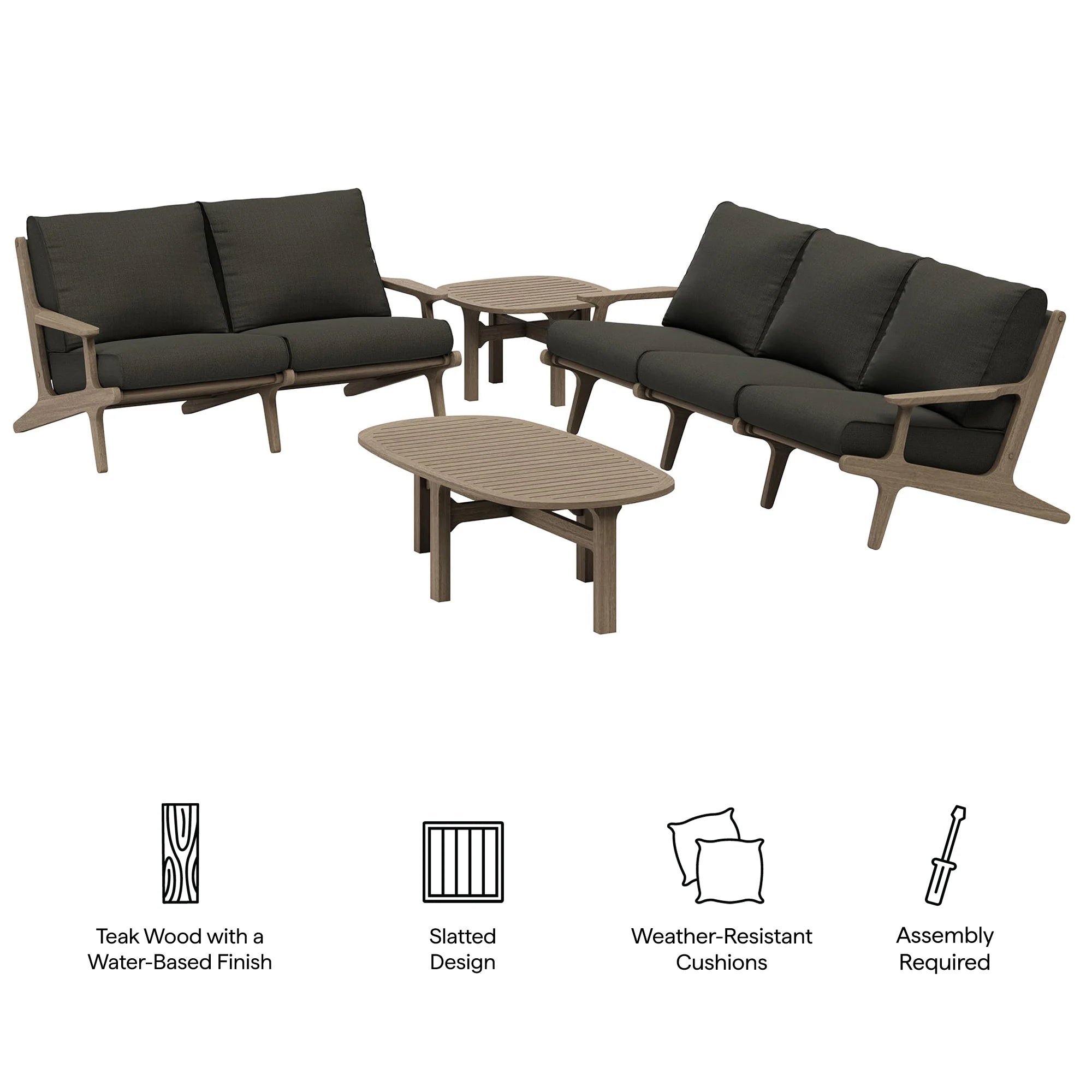 Saratoga 4-Piece Outdoor Teak Wood Furniture Set