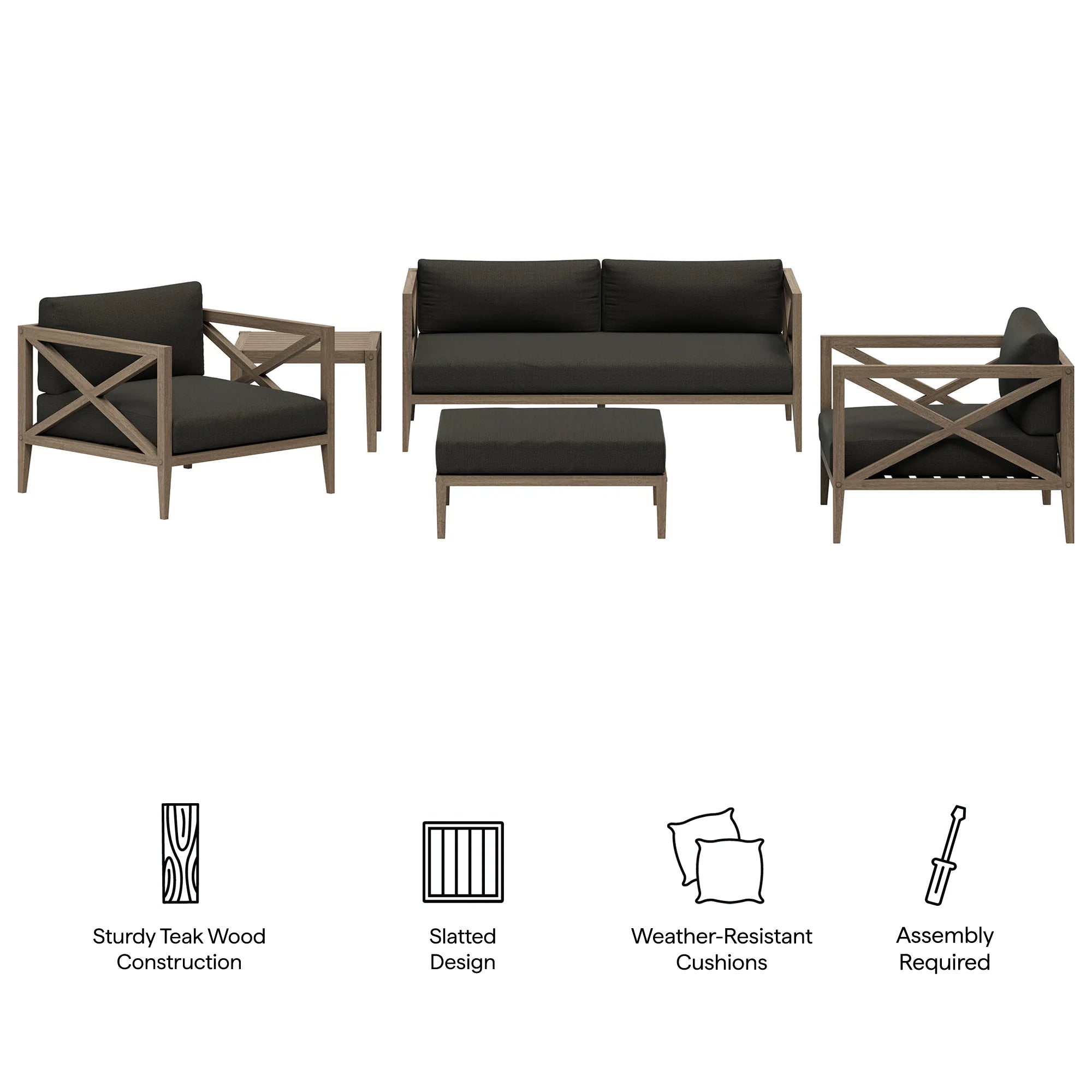 Northlake 5-Piece Outdoor Teak Wood Furniture Set