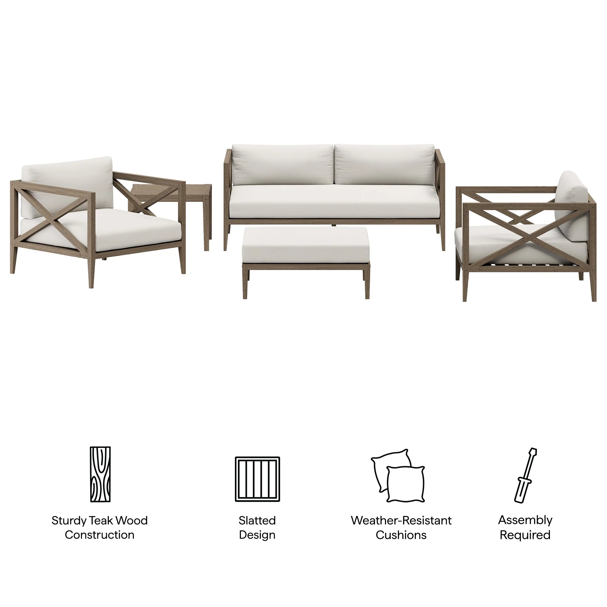 Northlake 5-Piece Outdoor Teak Wood Furniture Set