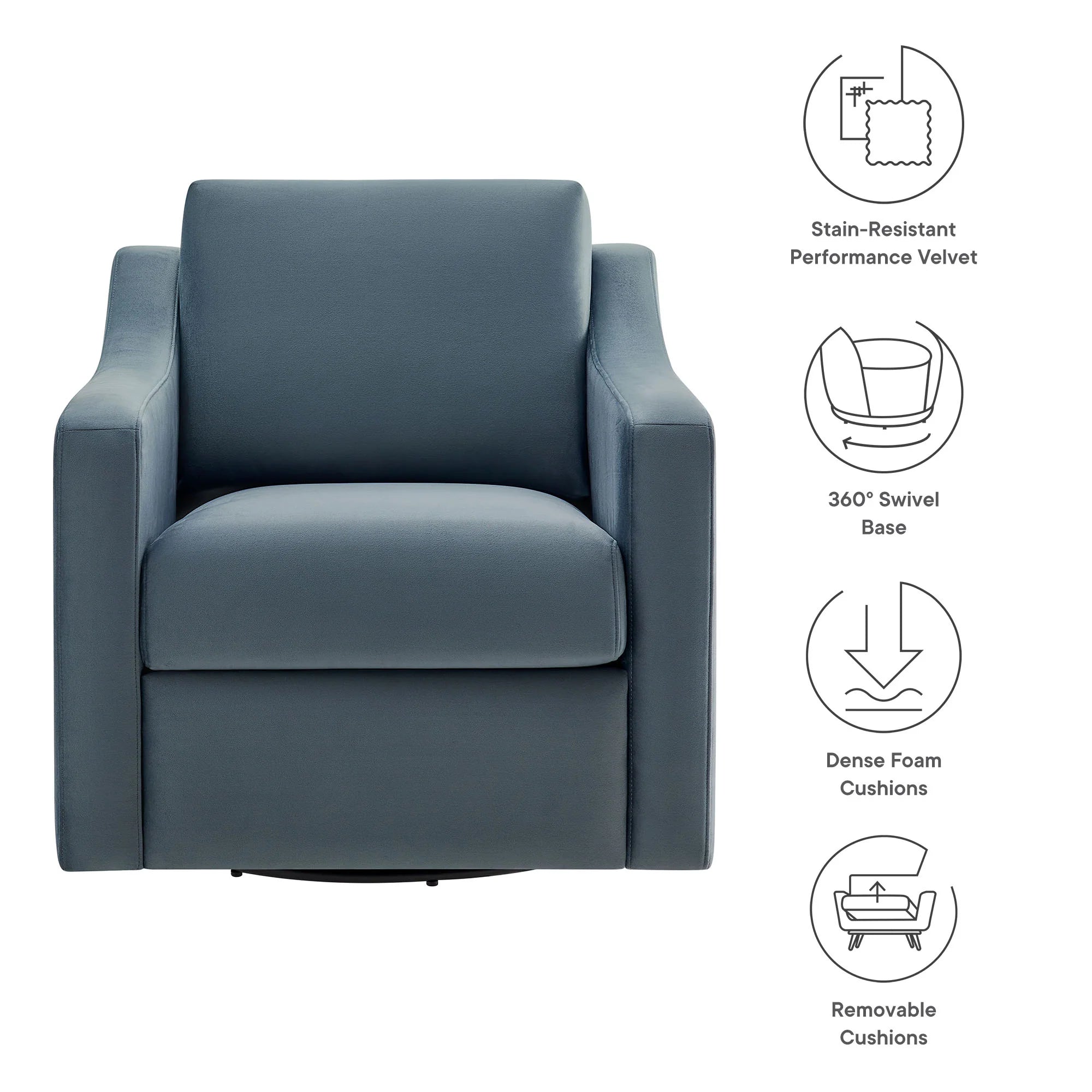Fauteuil de salon en velours Ponder Performance 