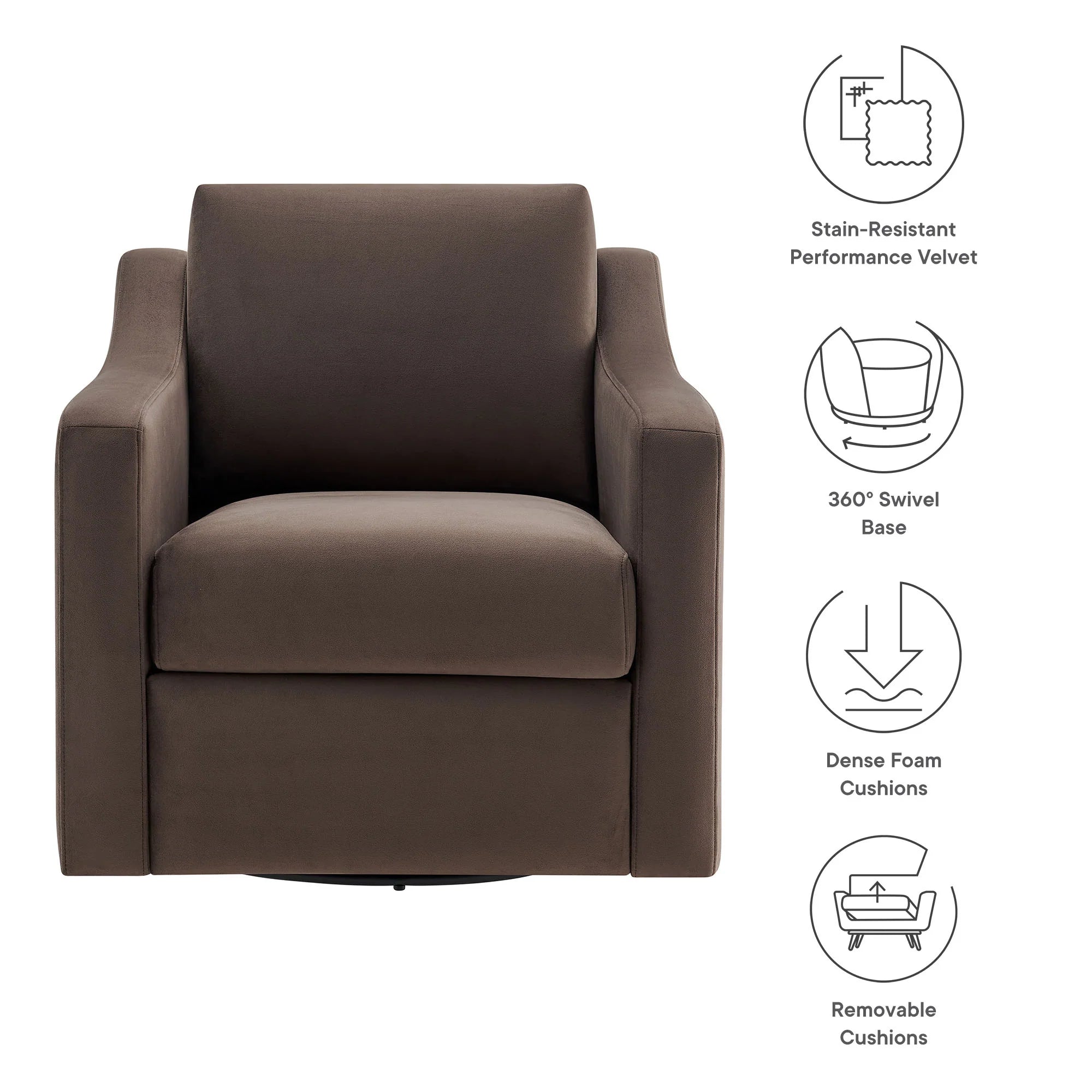 Fauteuil de salon en velours Ponder Performance 