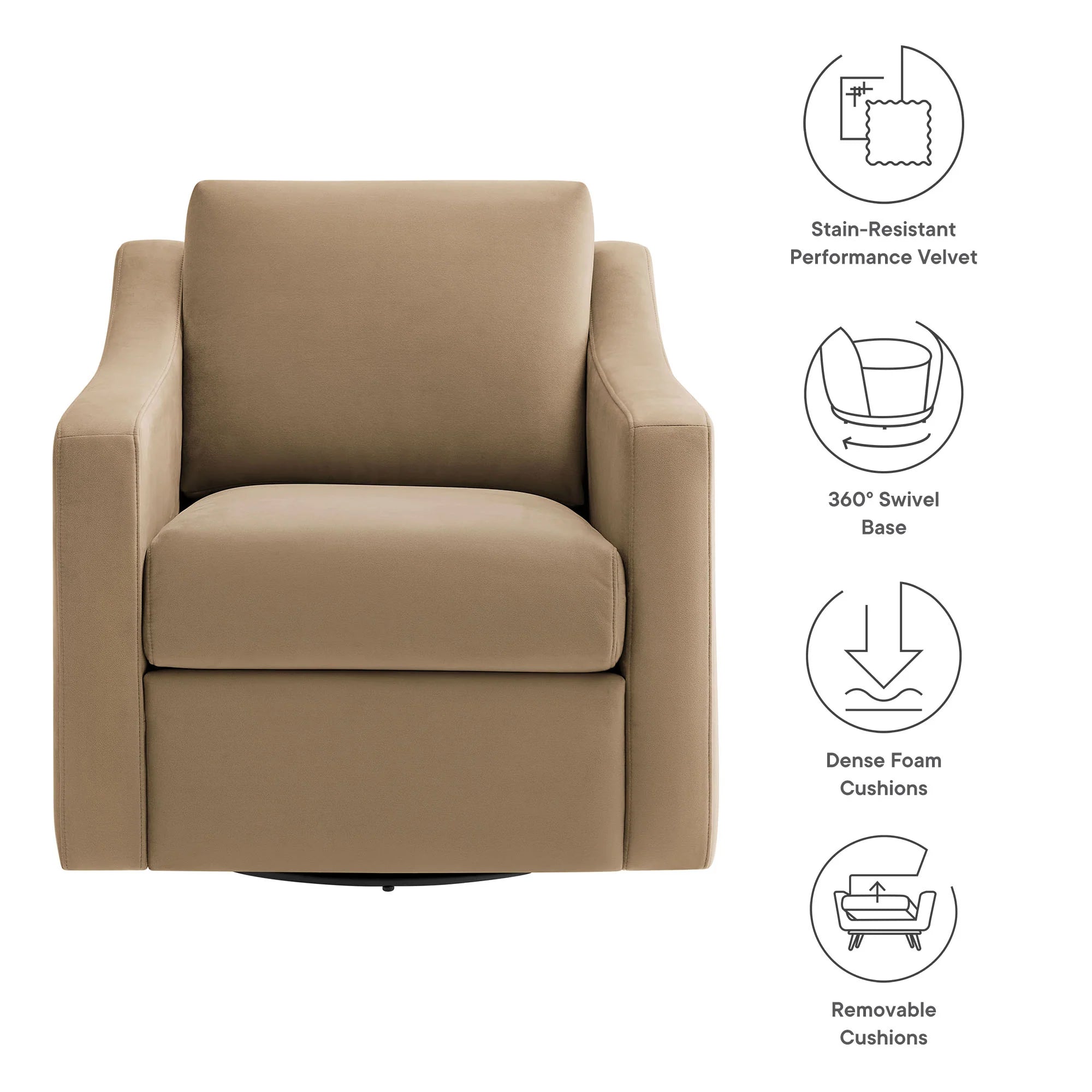 Fauteuil de salon en velours Ponder Performance 
