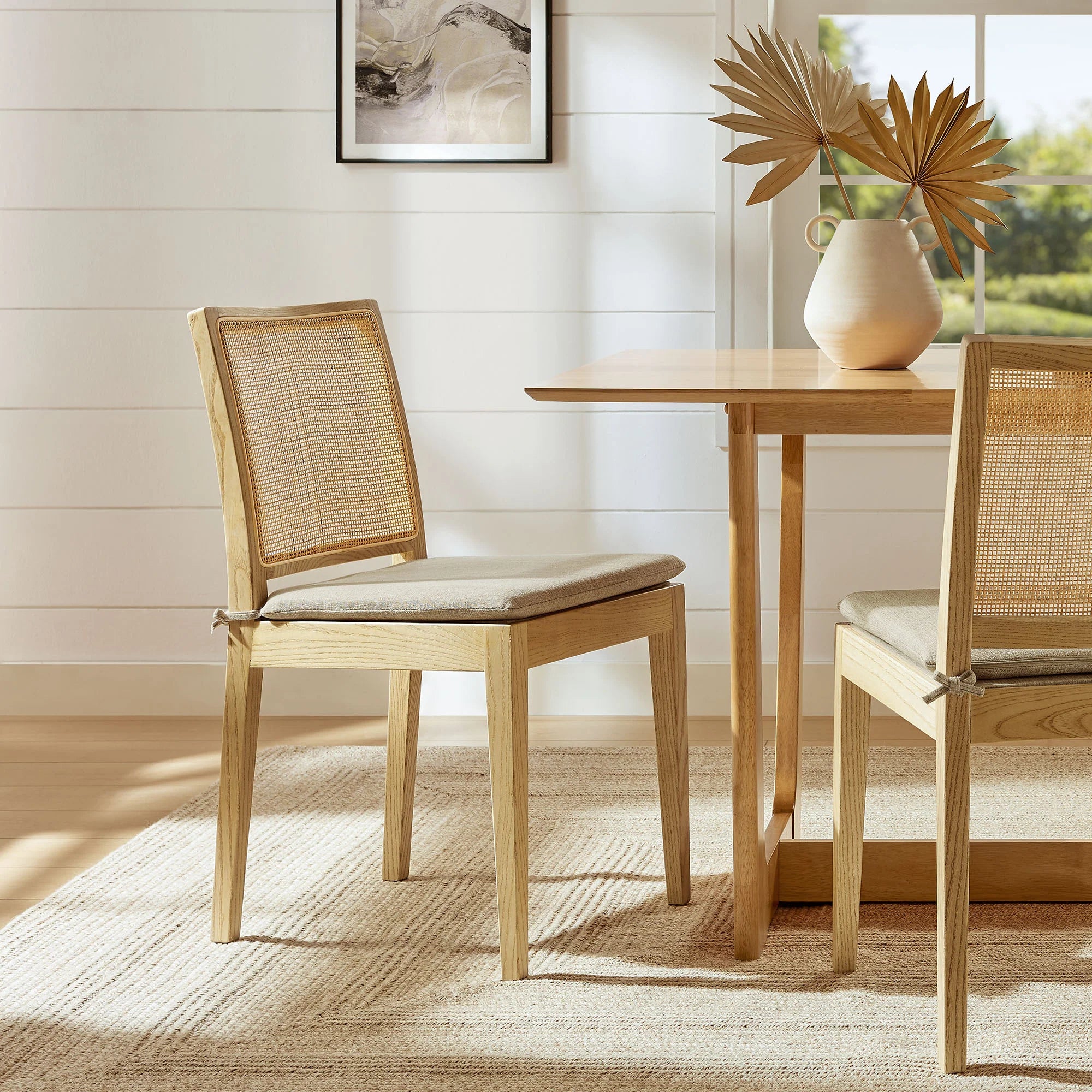 Ovard Wood and Rattan Dining Chair