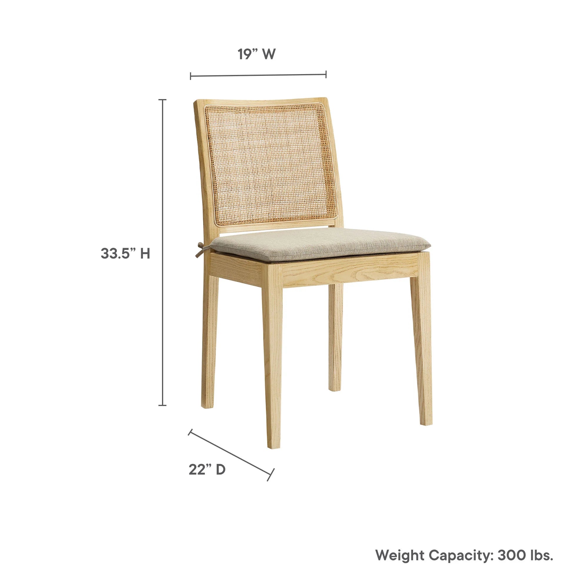 Ovard Wood and Rattan Dining Chair