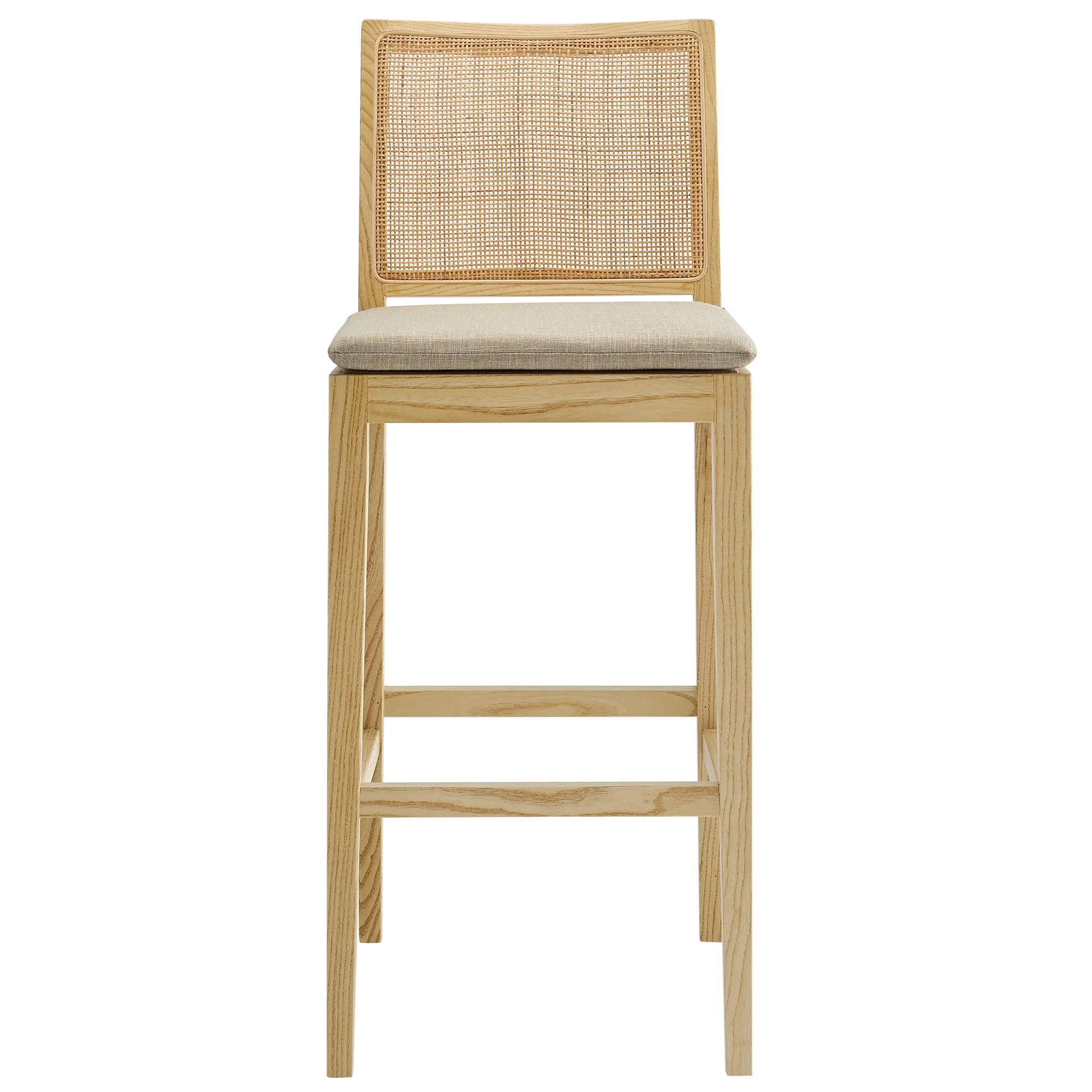 Ovard Wood and Rattan Bar Stool