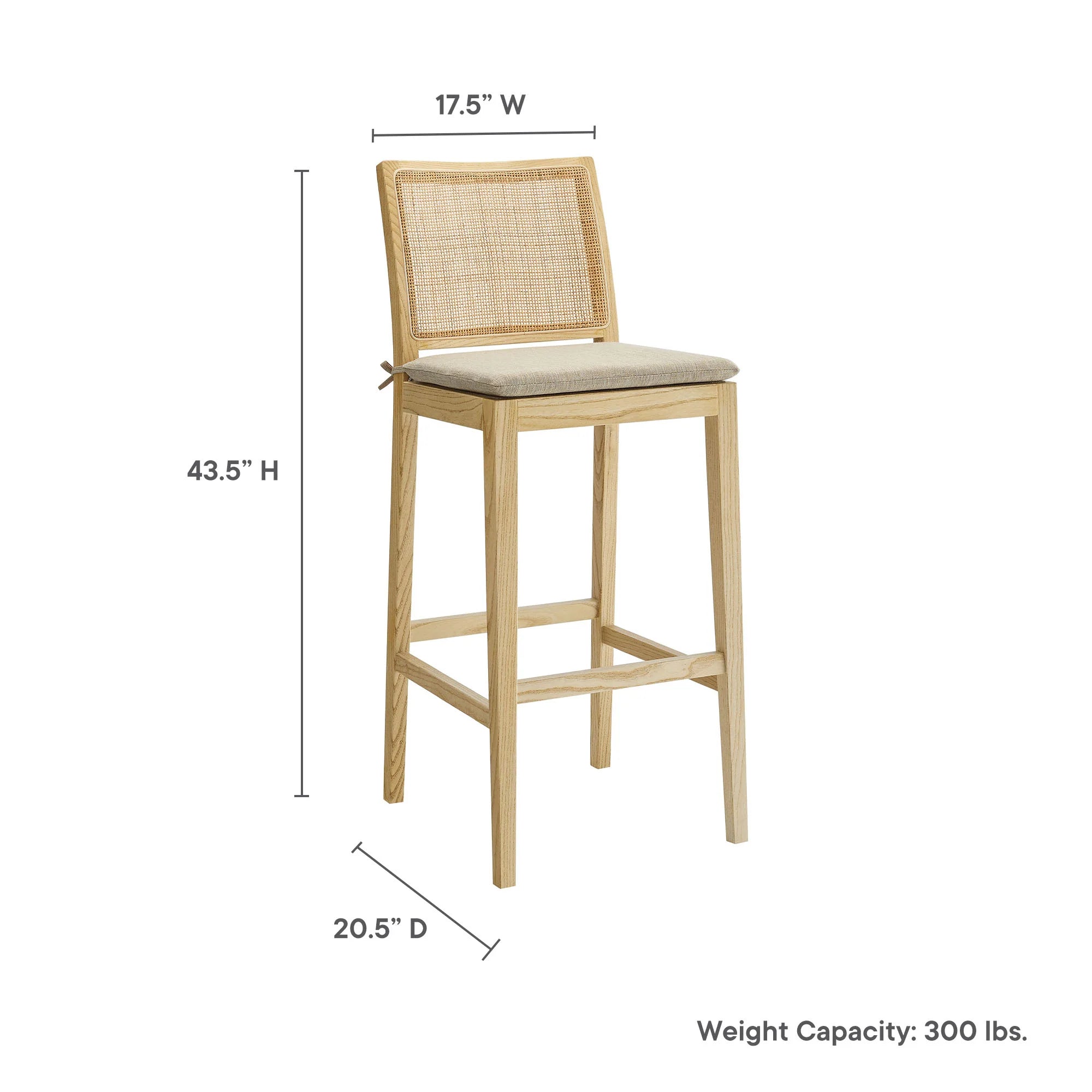 Ovard Wood and Rattan Bar Stool