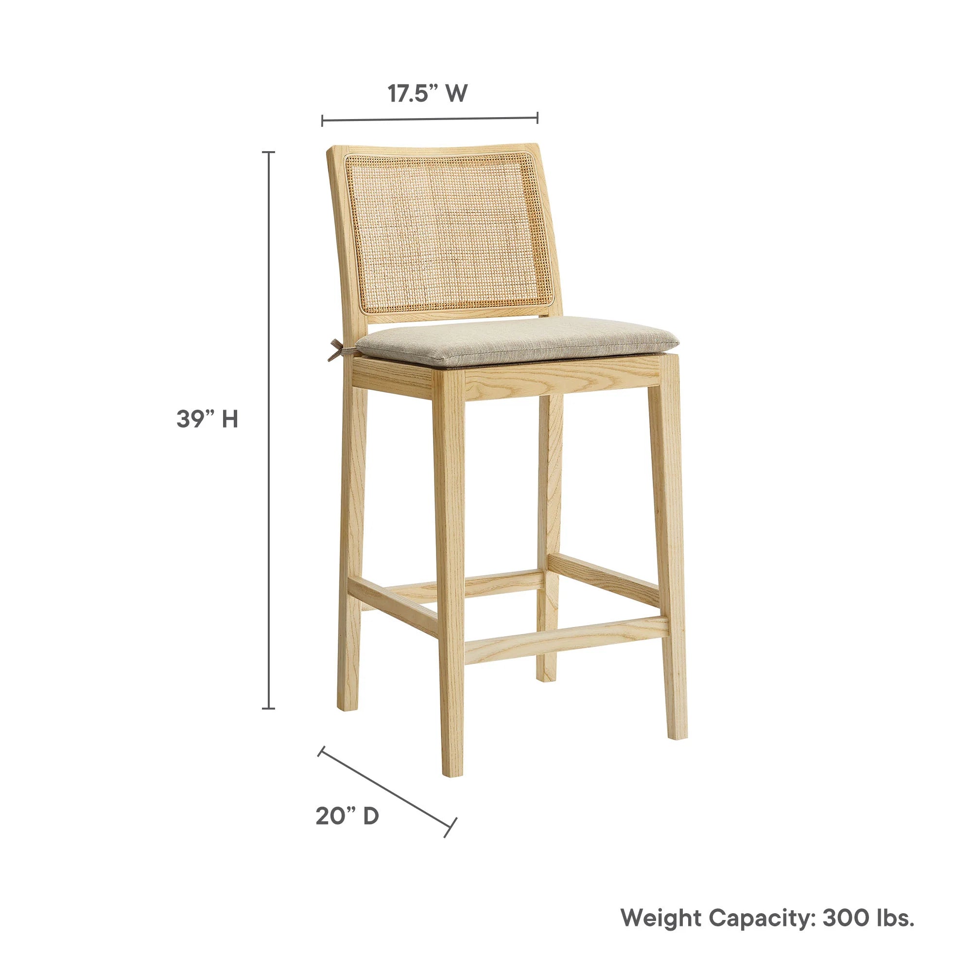 Ovard Wood and Rattan Counter Stool