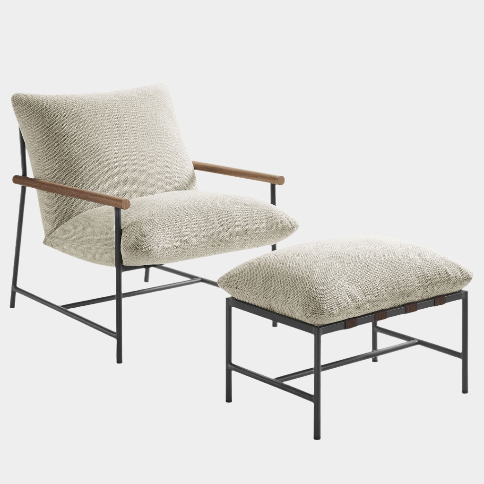 Raya Outdoor Patio Boucle Lounge Chair and Ottoman