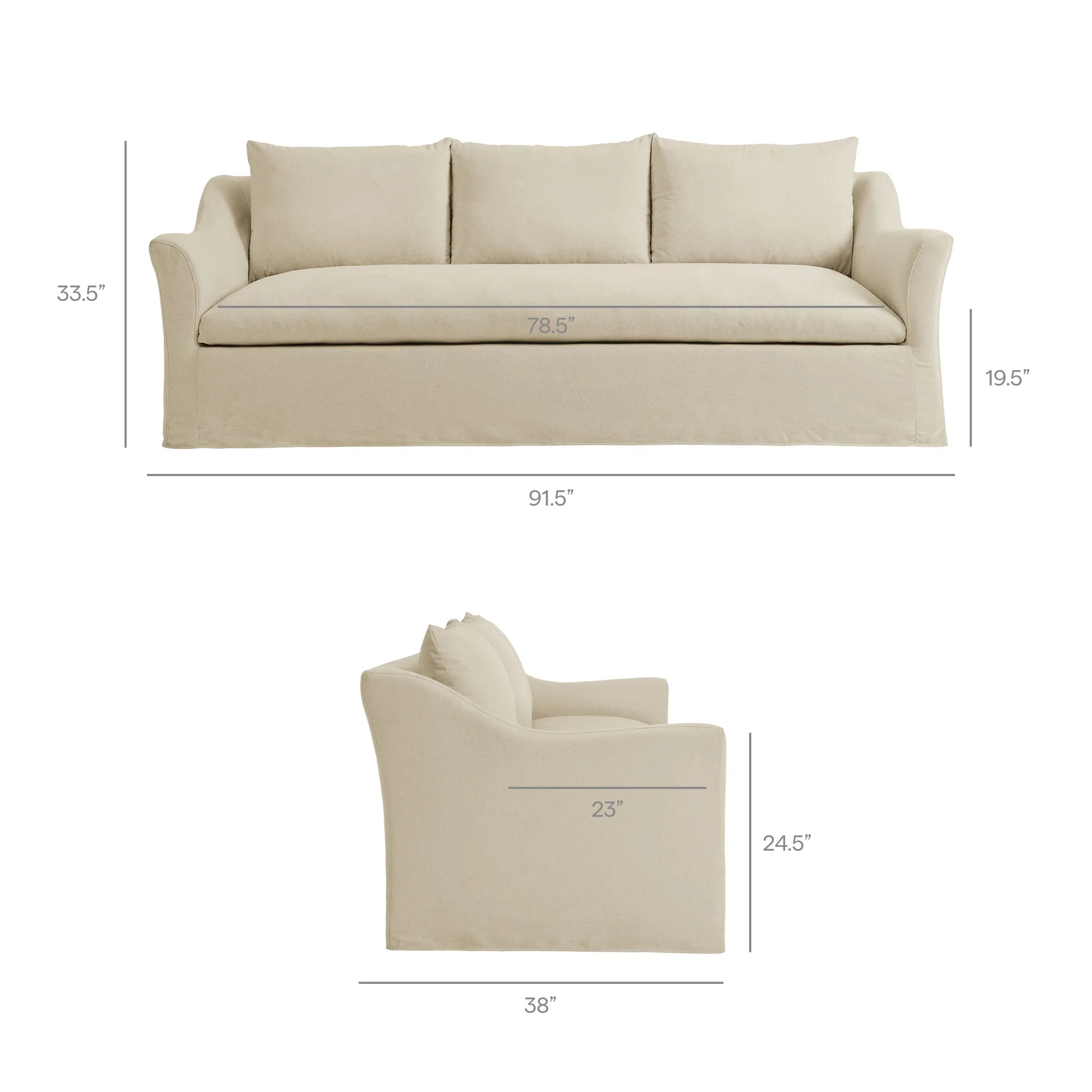 Somerset 92" Linen Blend Sofa