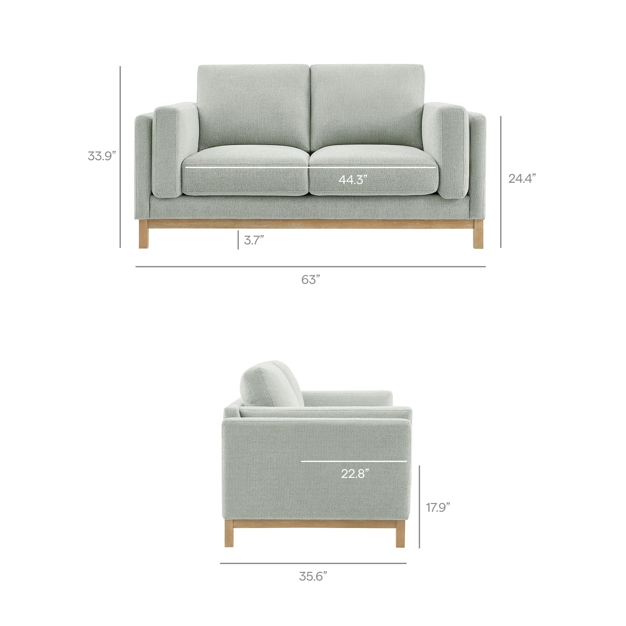 Roscoe 63 inch Fabric Loveseat