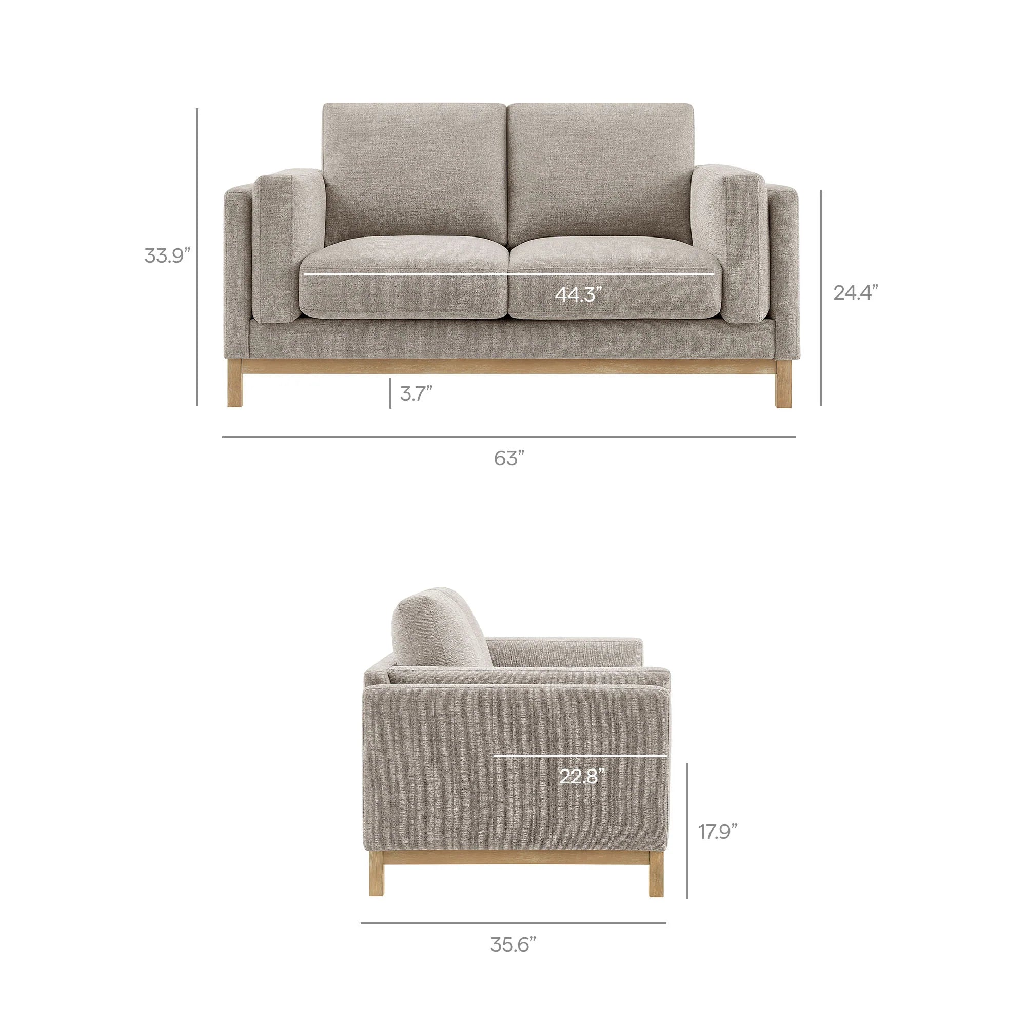 Roscoe 63 inch Fabric Loveseat