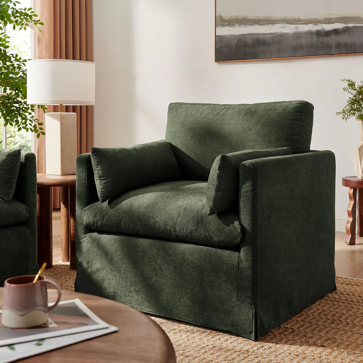 Wellfleet Slipcovered Linen-Blend Armchair