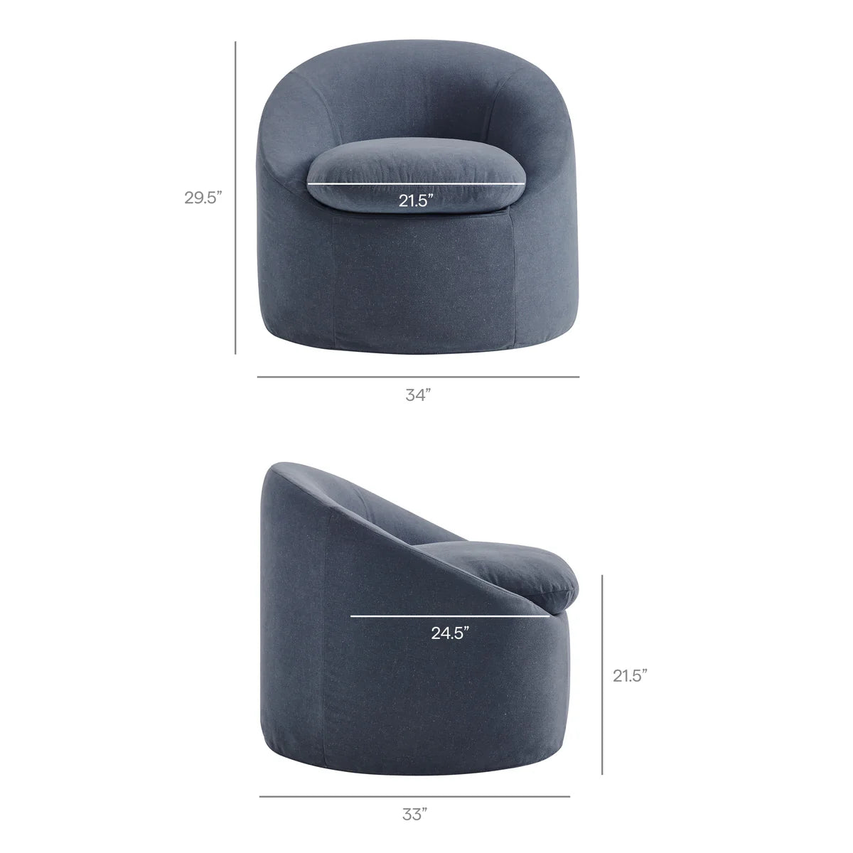 Sadie Slipcovered Linen-Blend Round Accent Chair