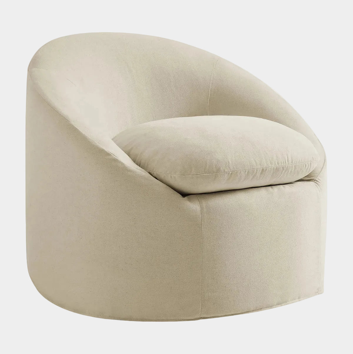 Sadie Slipcovered Linen-Blend Round Accent Chair