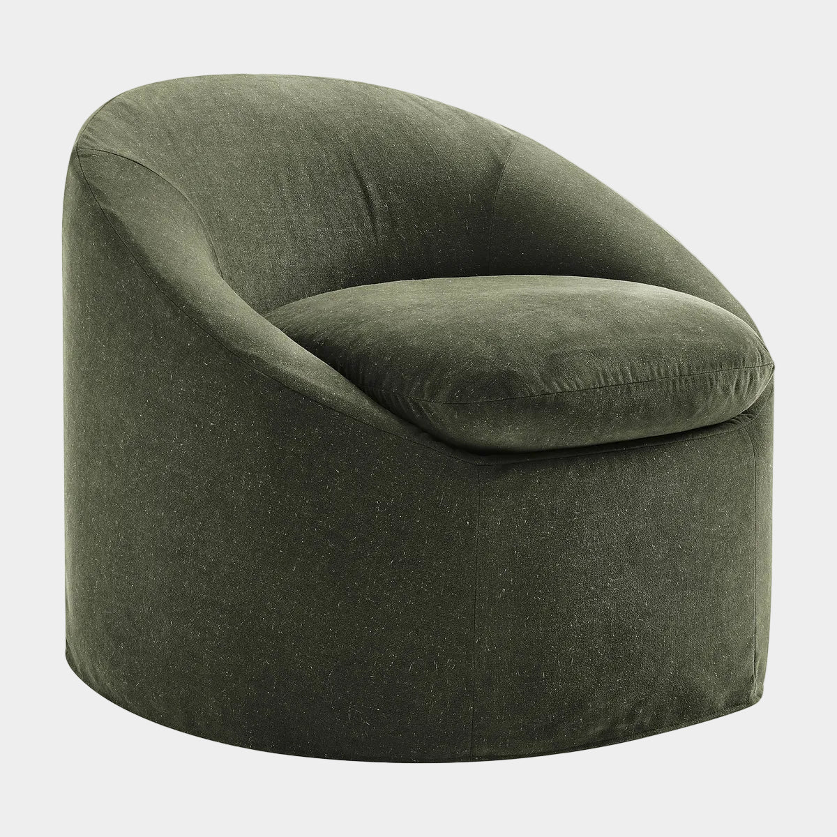 Sadie Slipcovered Linen-Blend Round Accent Chair
