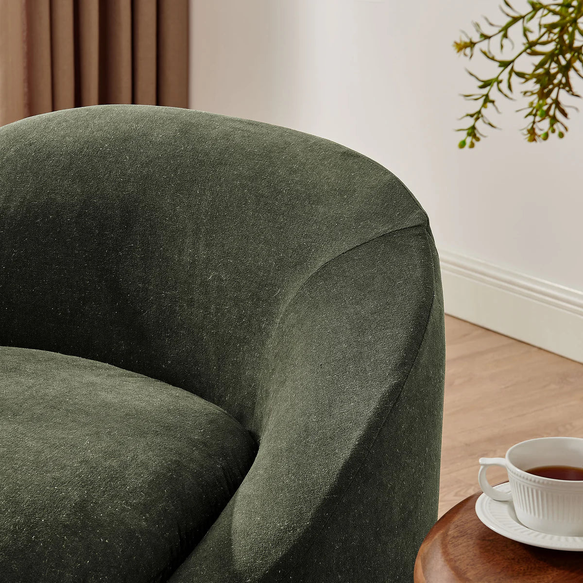 Sadie Slipcovered Linen-Blend Round Accent Chair