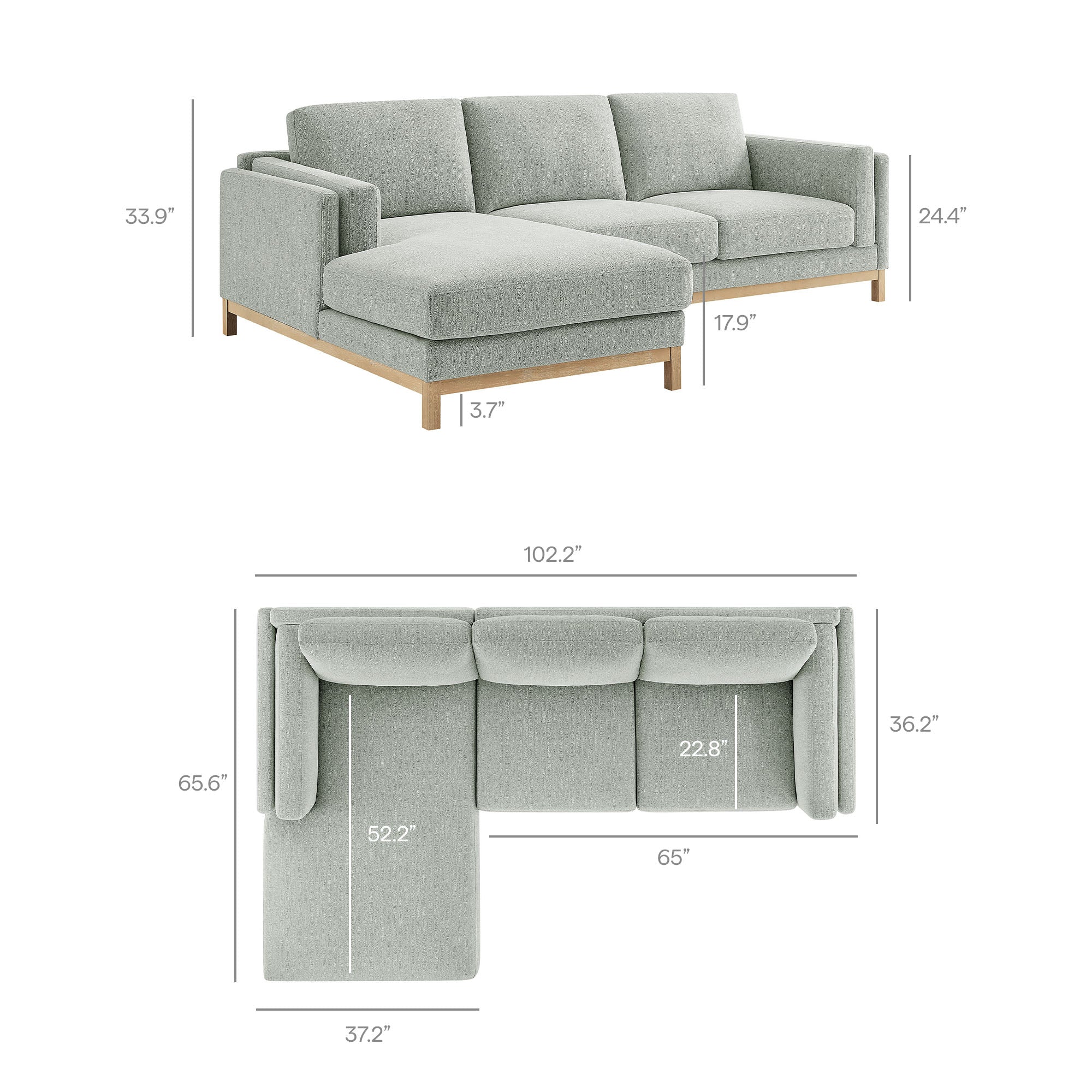 Roscoe Left-Facing Fabric Sectional Sofa