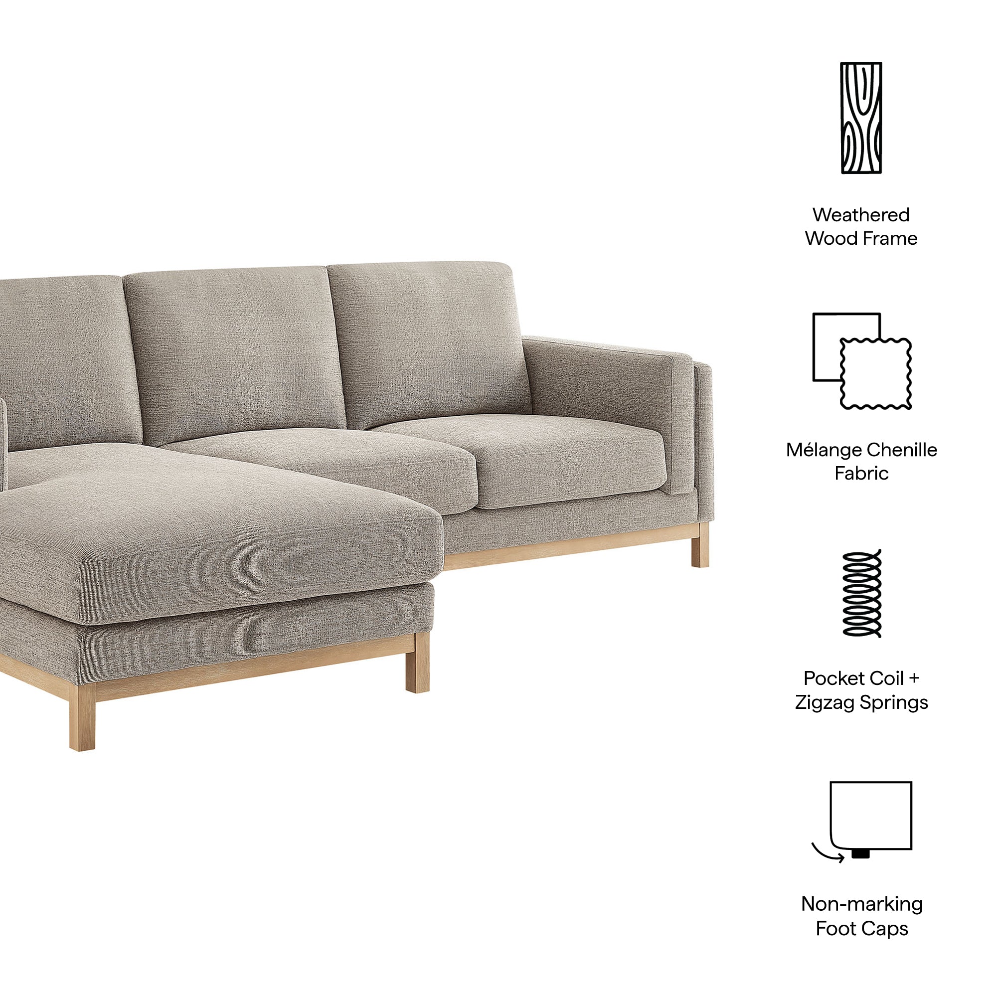 Roscoe Left-Facing Fabric Sectional Sofa