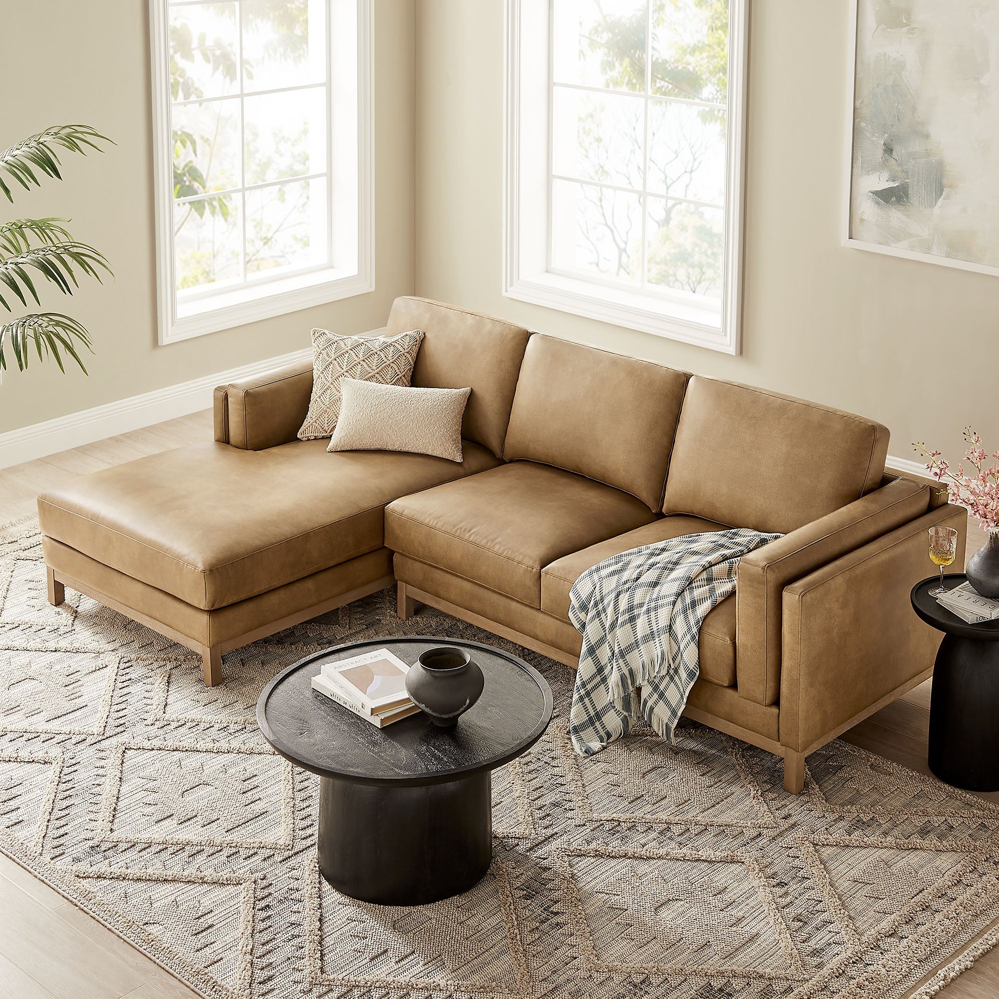 Roscoe Left-Facing Vegan Leather Sectional Sofa