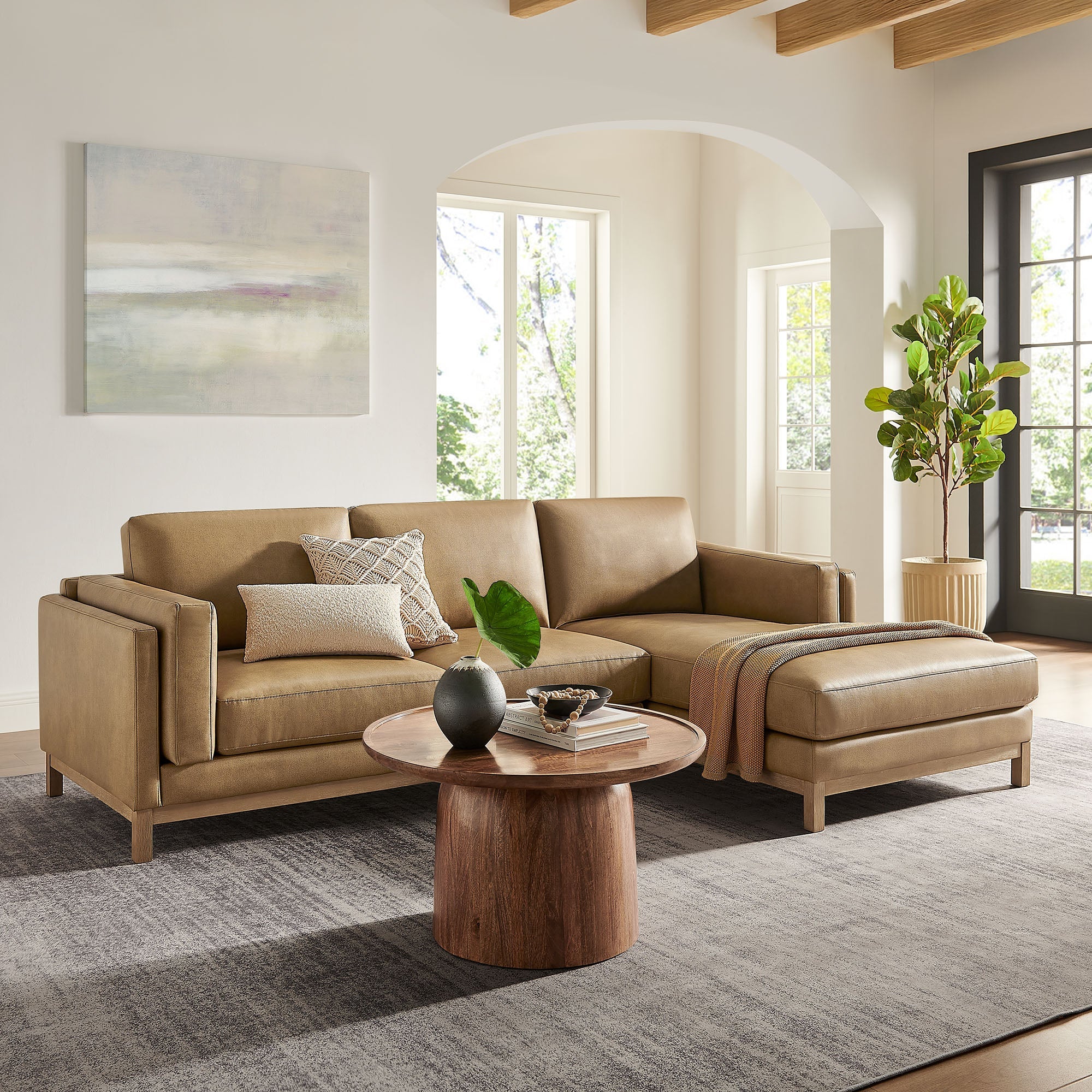 Roscoe Right-Facing Vegan Leather Sectional Sofa