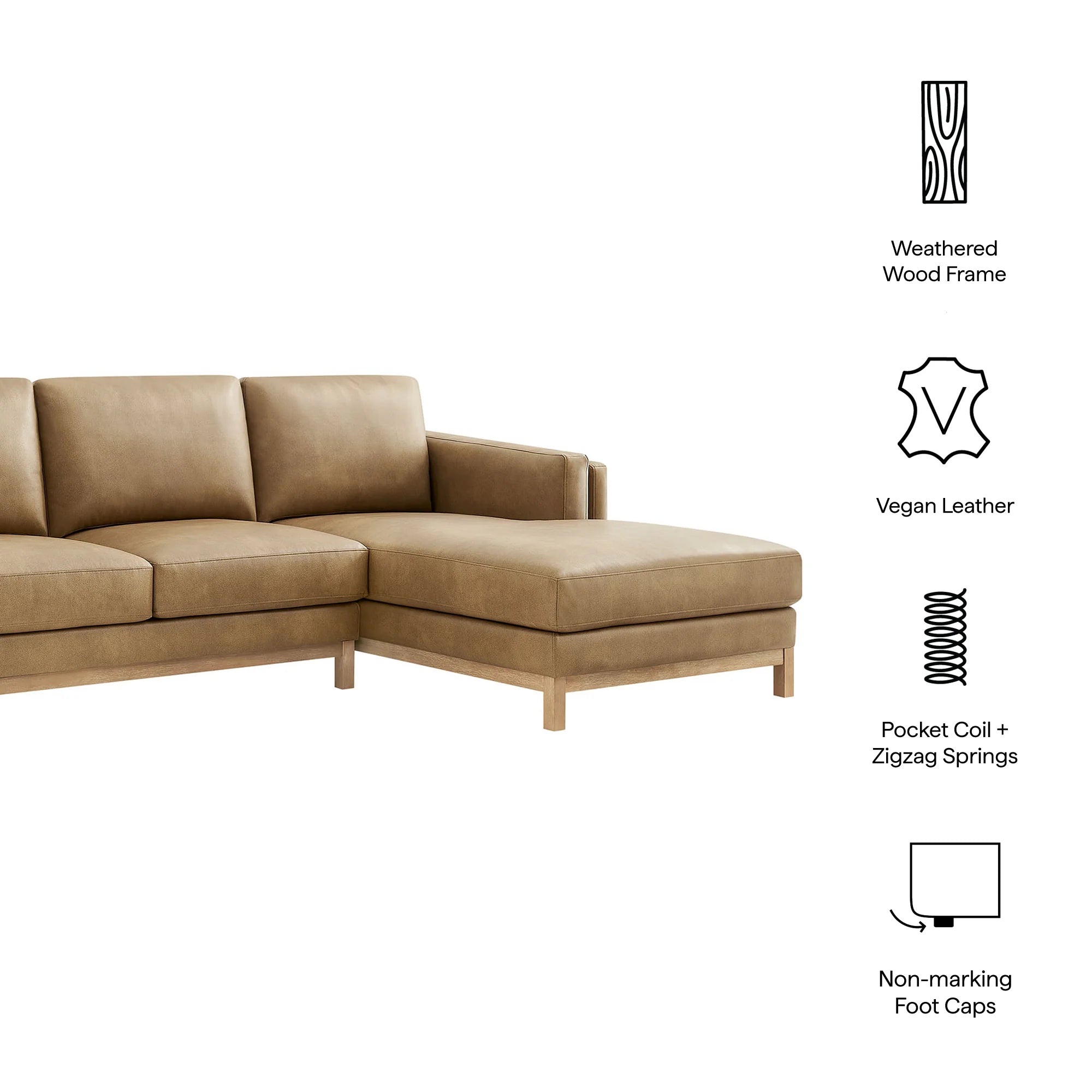 Roscoe Right-Facing Vegan Leather Sectional Sofa