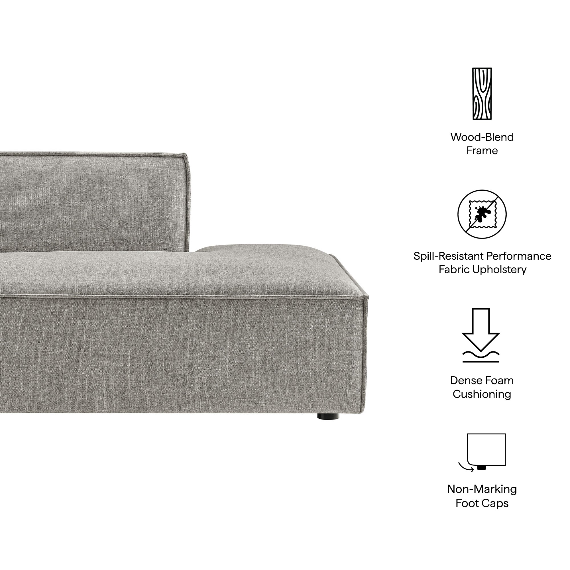 Restore Performance Fabric Upholstered Right-Facing Armless Modular Chaise