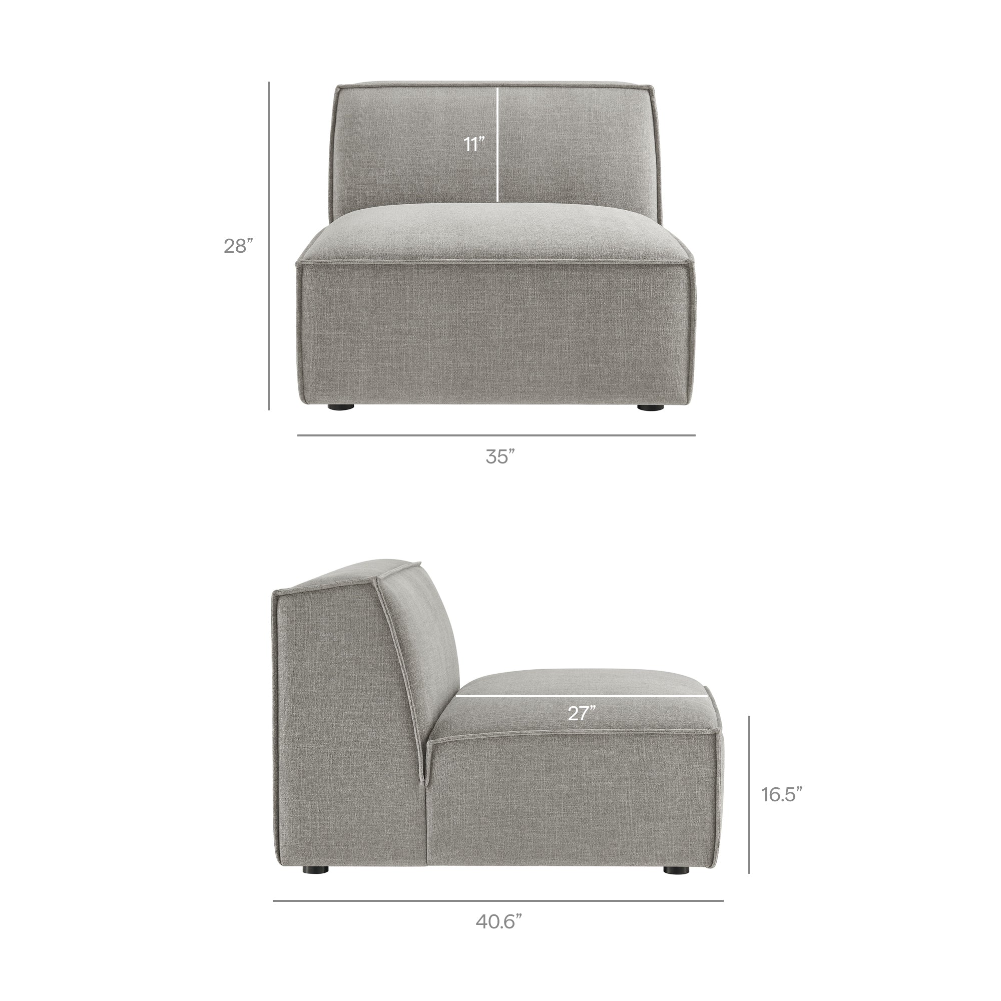 Restore Performance Fabric Upholstered Armless Modular Chair
