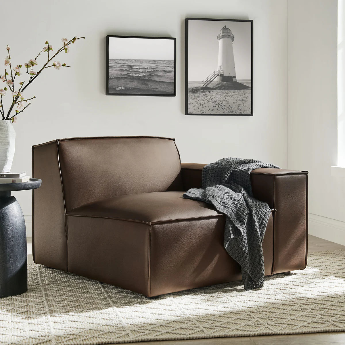 Restore Vegan Leather Right-Facing Modular Lounge Chair