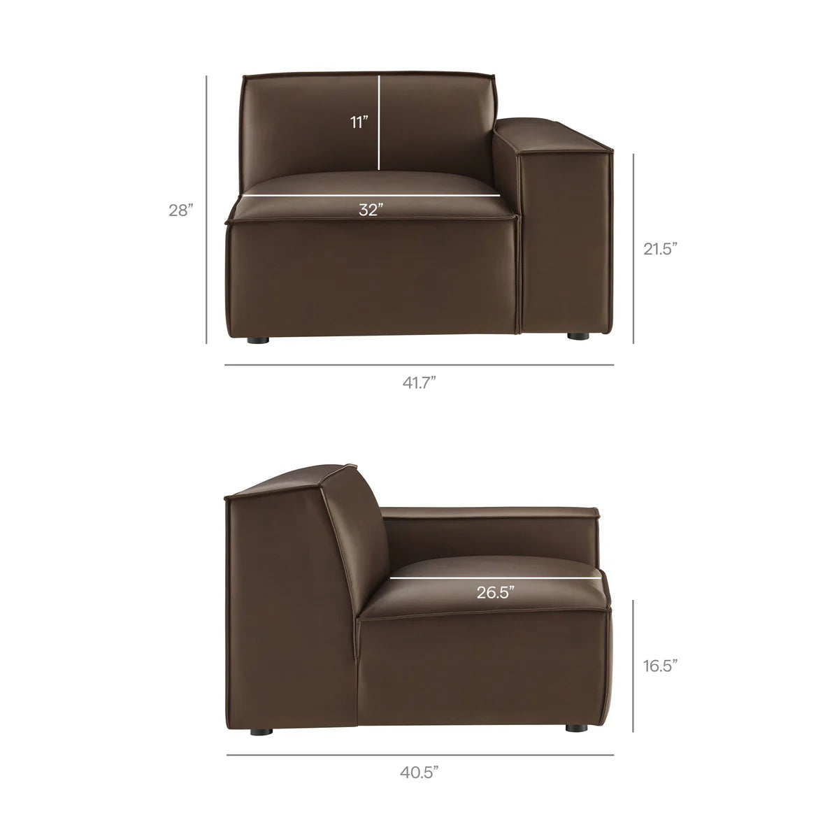 Restore Vegan Leather Right-Facing Modular Lounge Chair