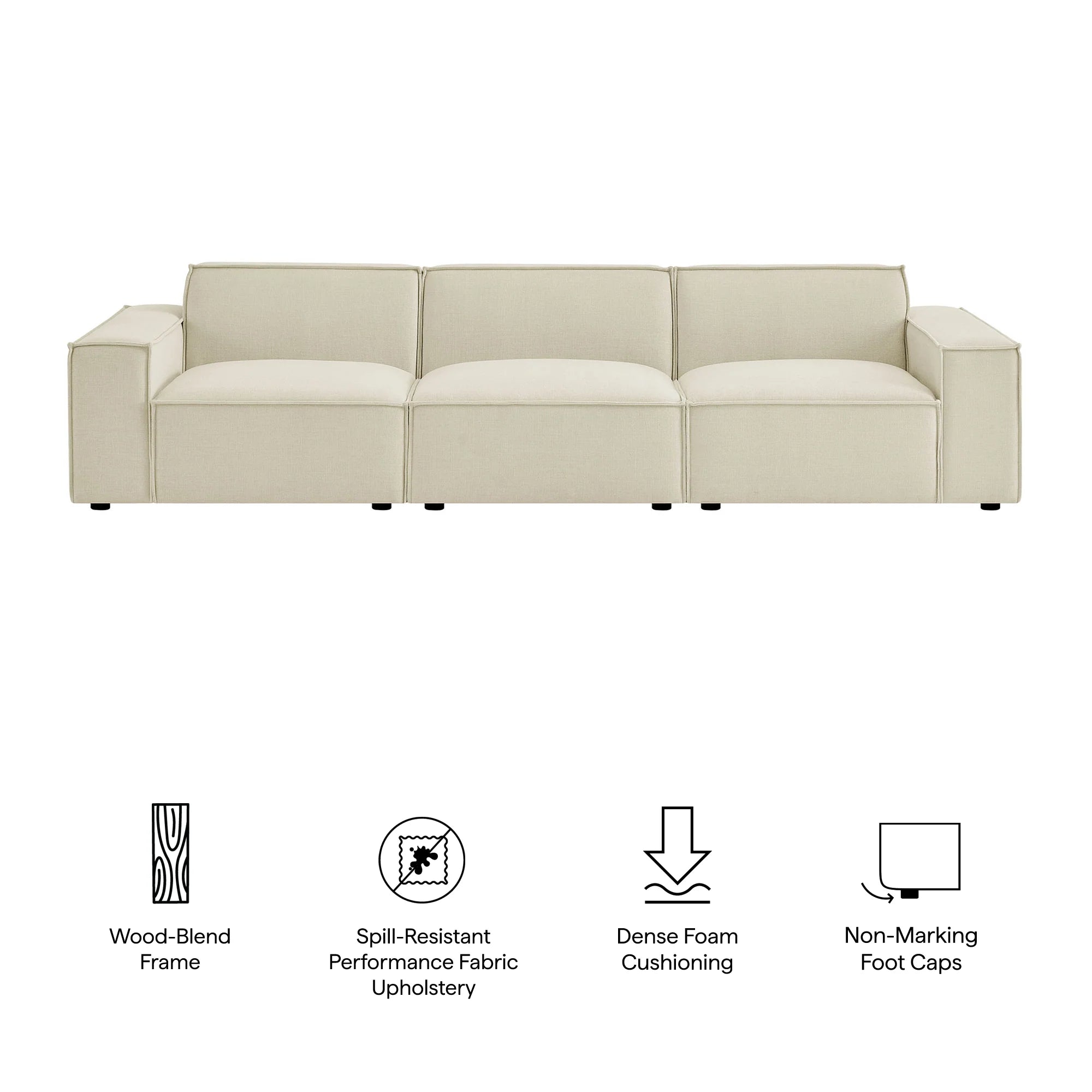Restore 3-Piece Performance Fabric Upholstered Modular Sofa Set