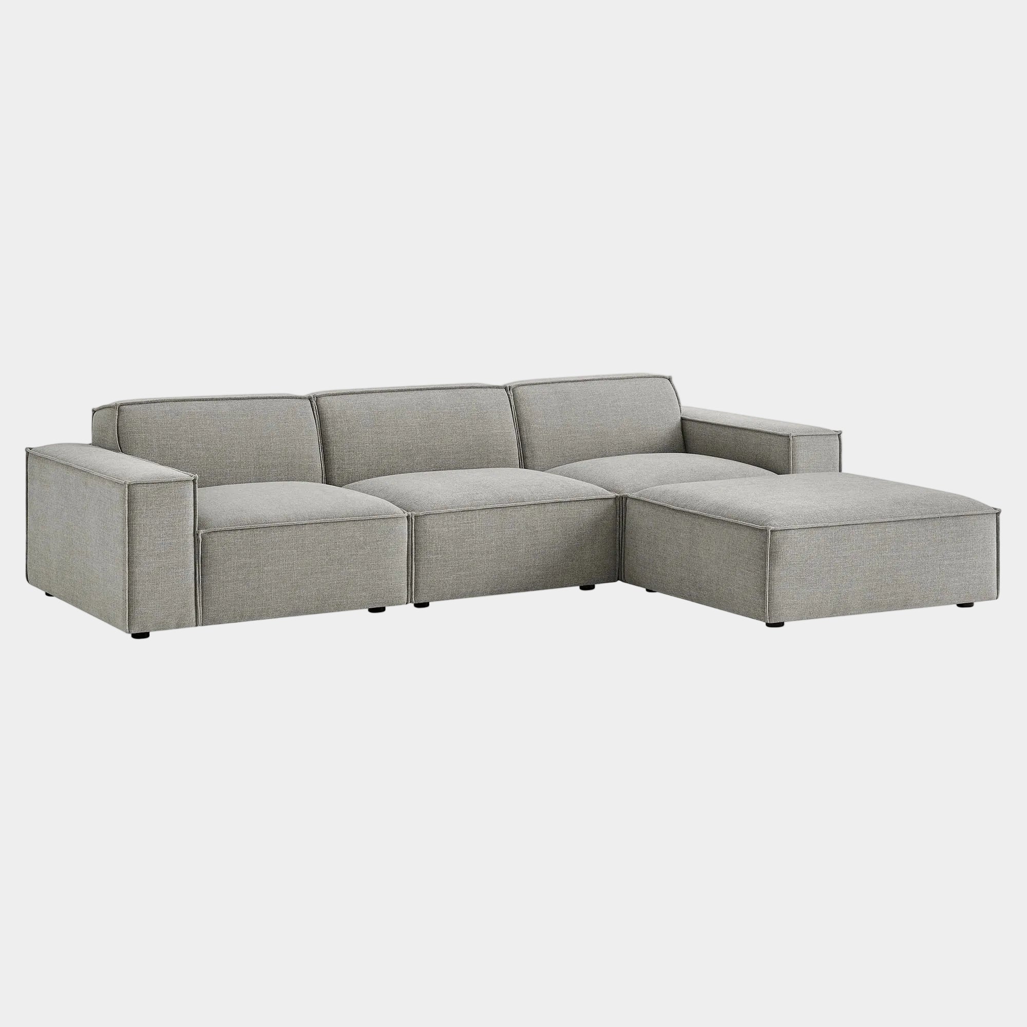Restore 4-Piece Performance Fabric Upholstered Modular Sofa Set with Ottoman