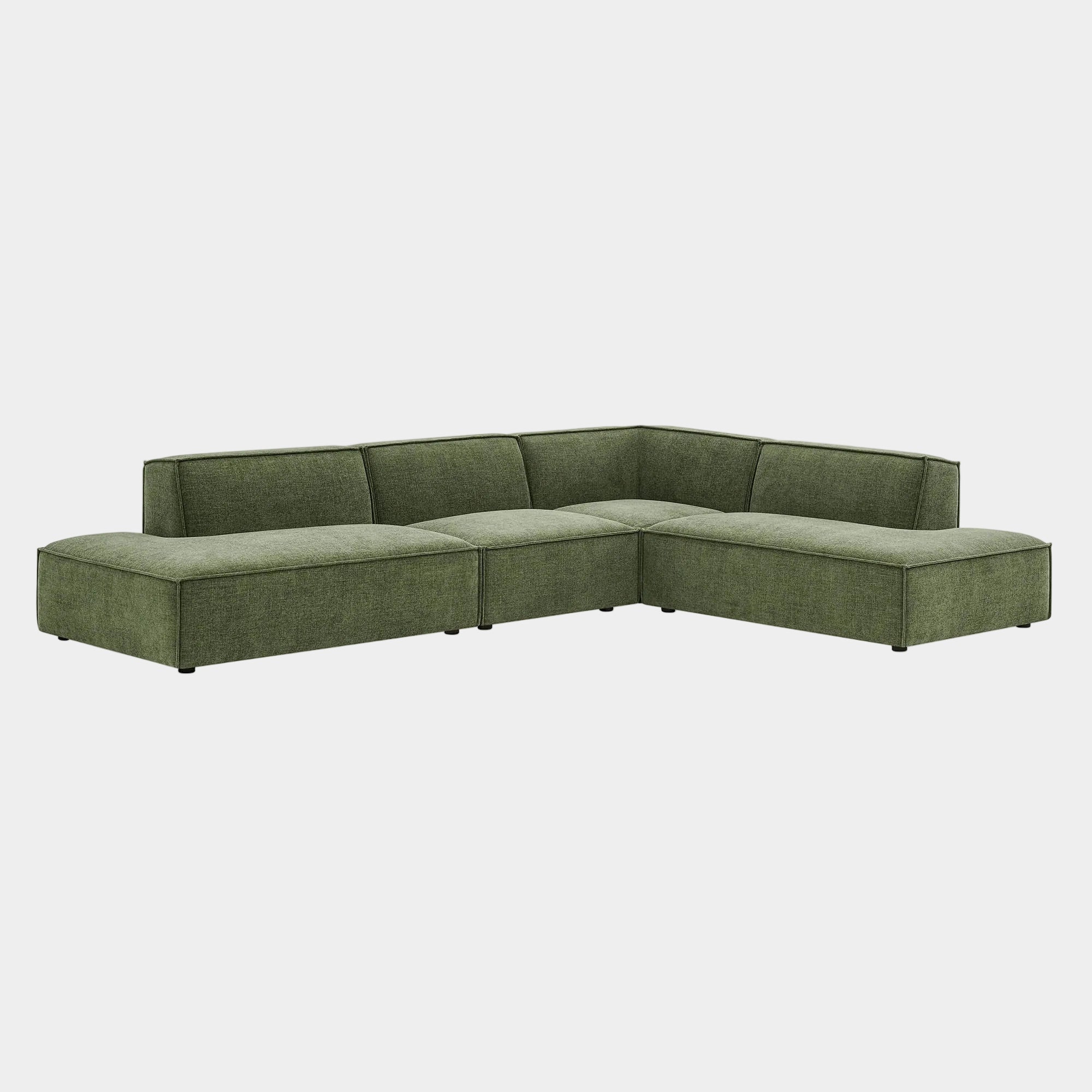 Restore 4-Piece Performance Fabric Upholstered Modular L-Shaped Armless Sectional Sofa