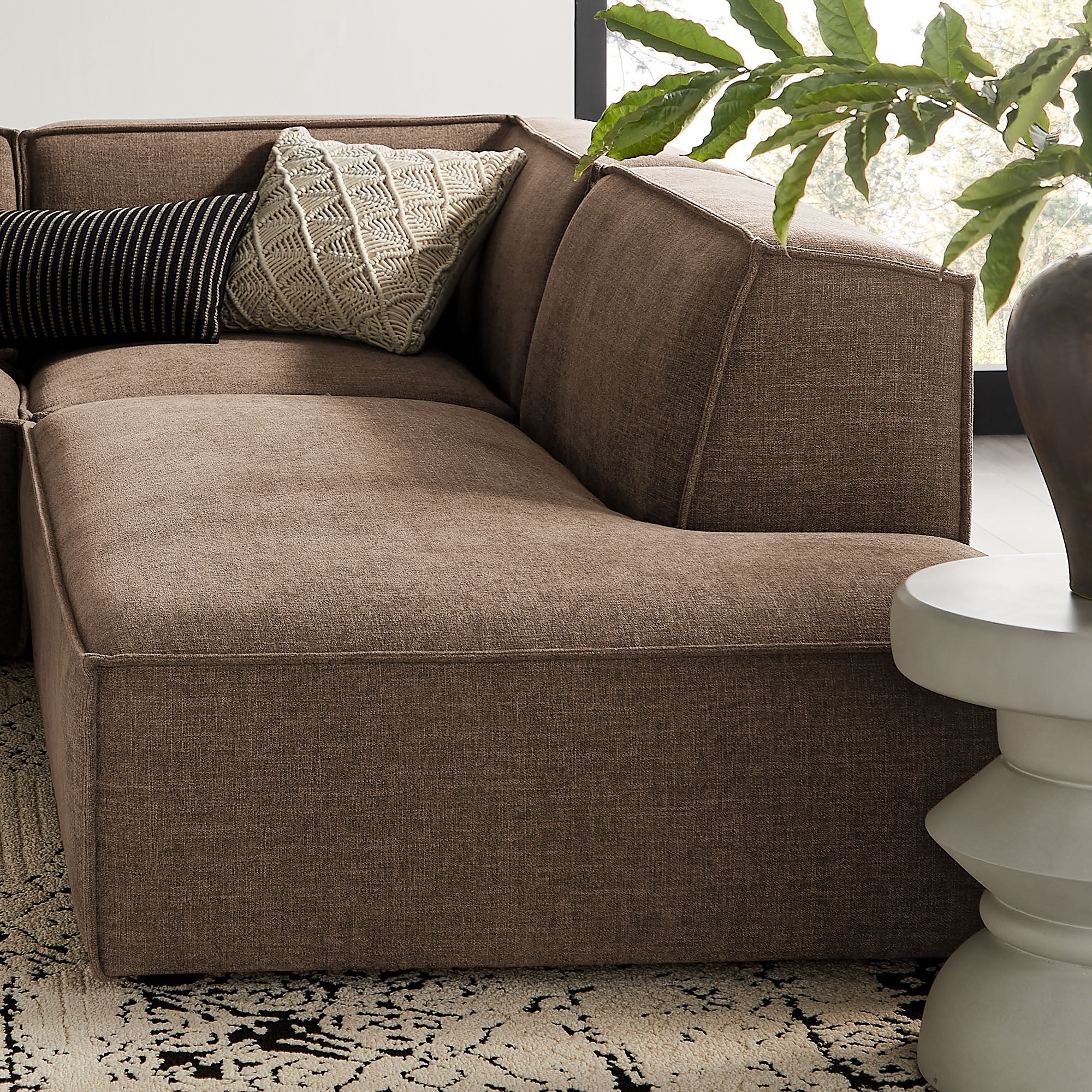 Restore 4-Piece Performance Fabric Upholstered Modular L-Shaped Armless Sectional Sofa