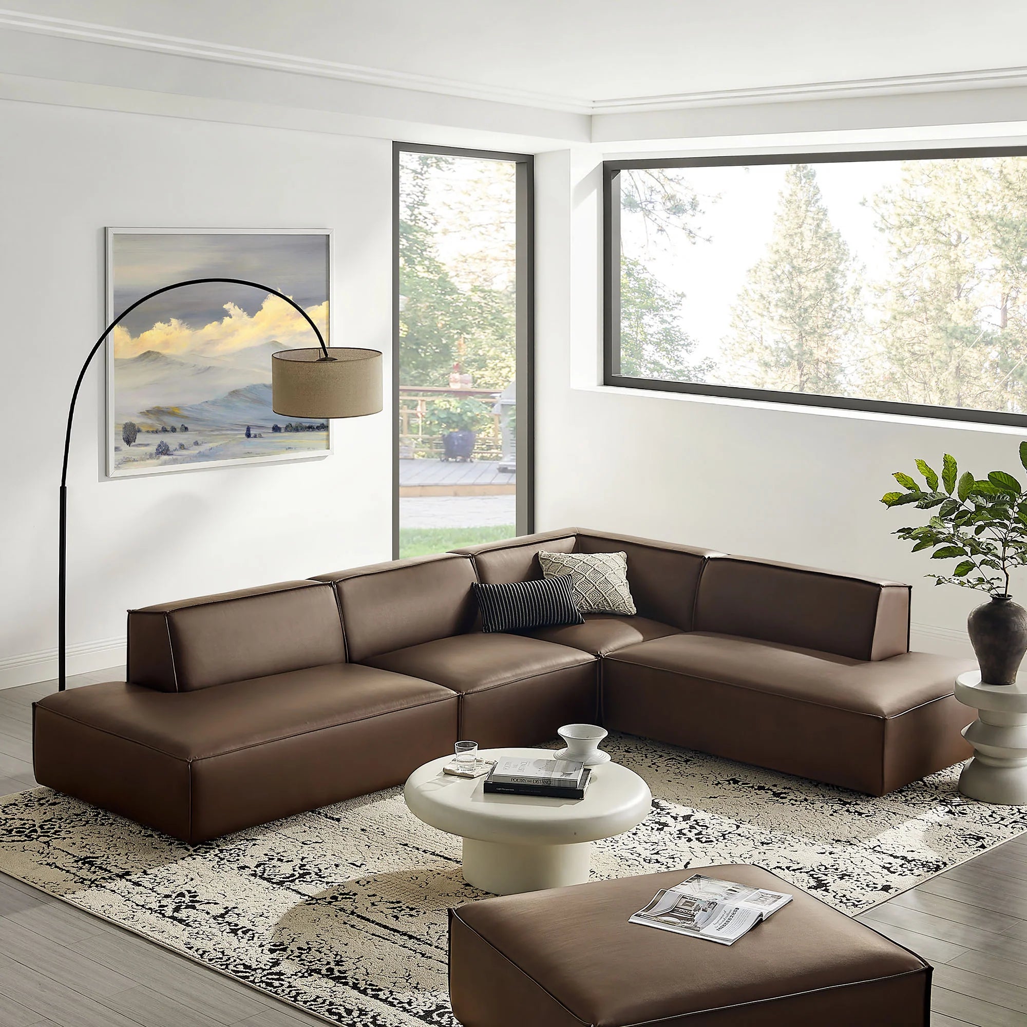 Restore 4-Piece Vegan Leather Modular L-Shaped Armless Sectional Sofa
