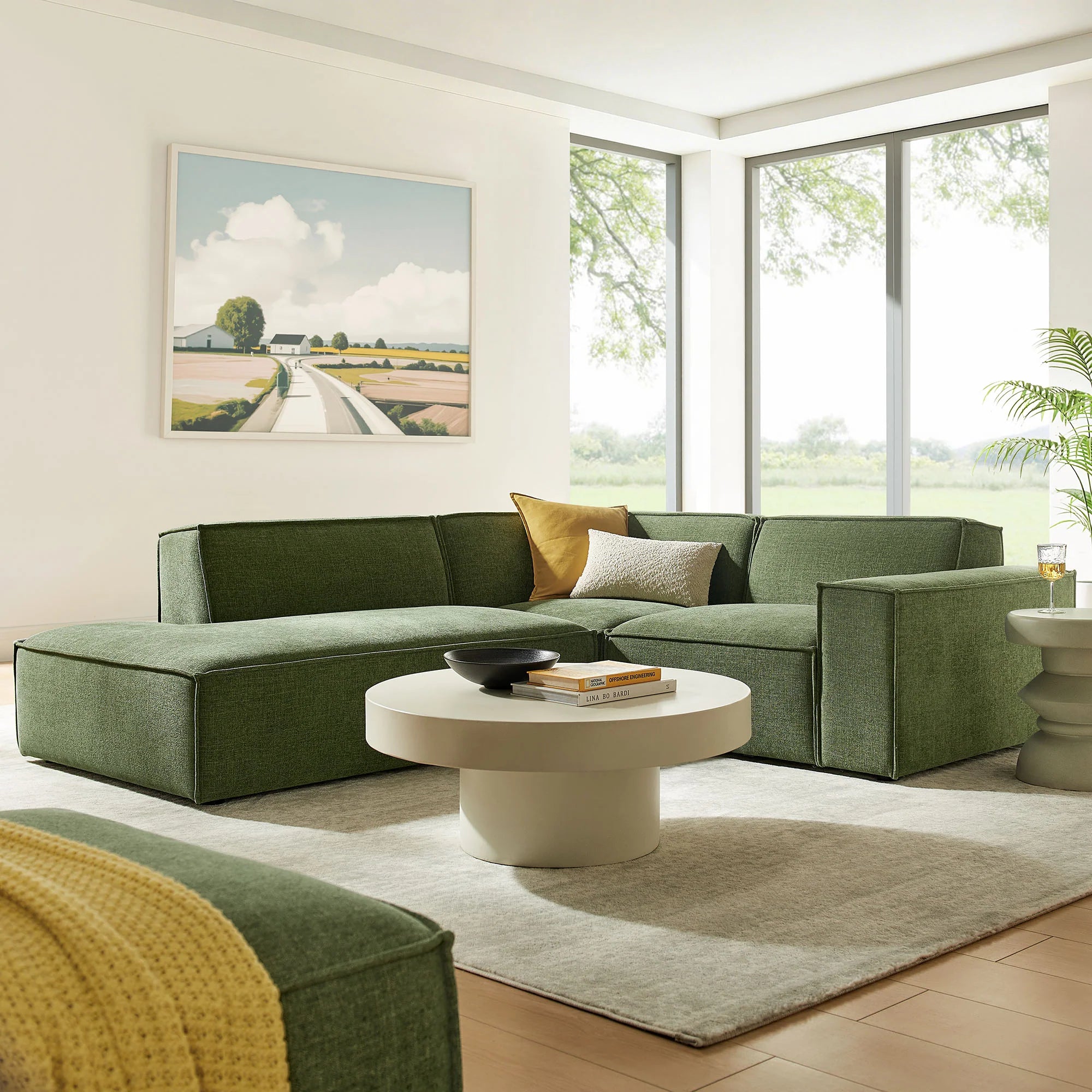 Restore 3-Piece Performance Fabric Upholstered Modular L-Shaped Sectional Sofa