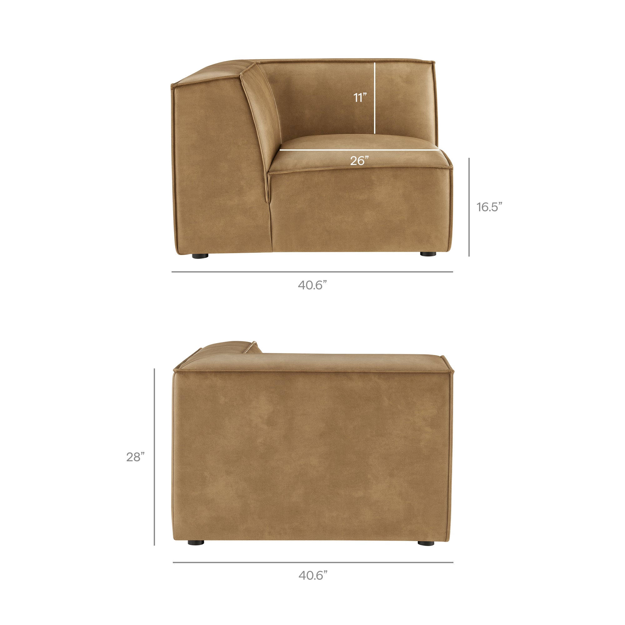 Restore 3-Piece Vegan Leather Modular L-Shaped Sectional Sofa