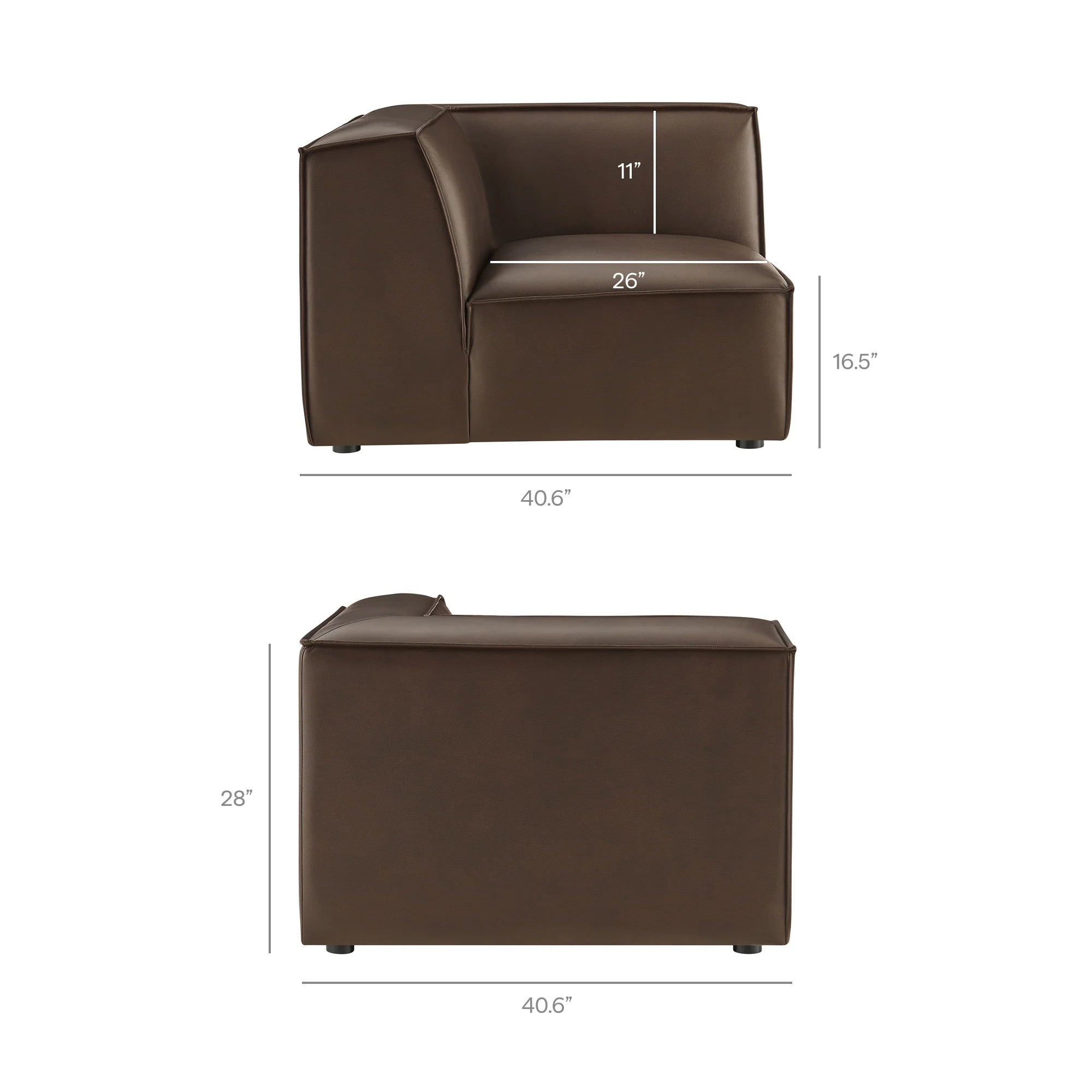Restore 3-Piece Vegan Leather Modular L-Shaped Sectional Sofa