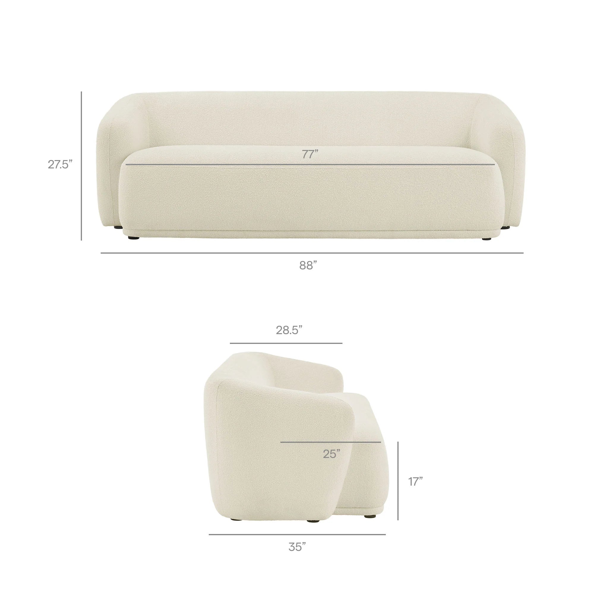 Monica 88 Inch Boucle Fabric Sofa