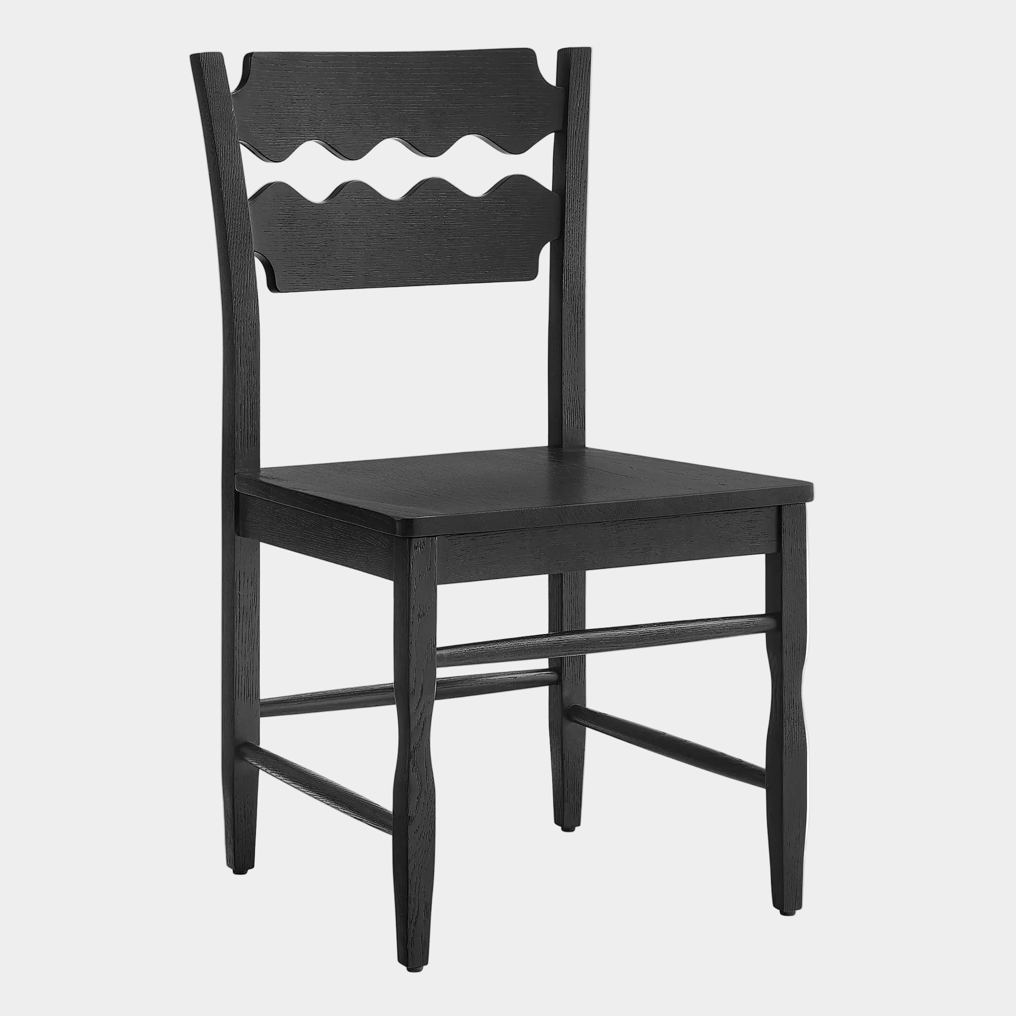 Jax Oak Wood Dining Chair With Wavy Razor Back in Black